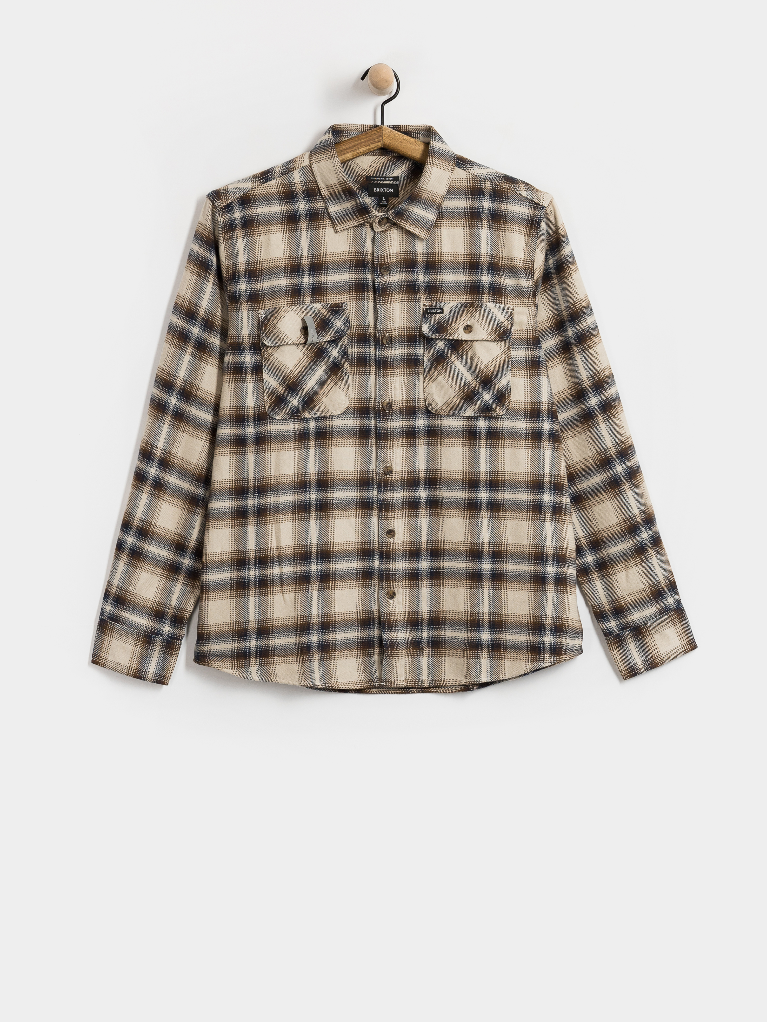 Kou0161eu013ea Brixton Bowery Flannel Ls (soft brown plaid)