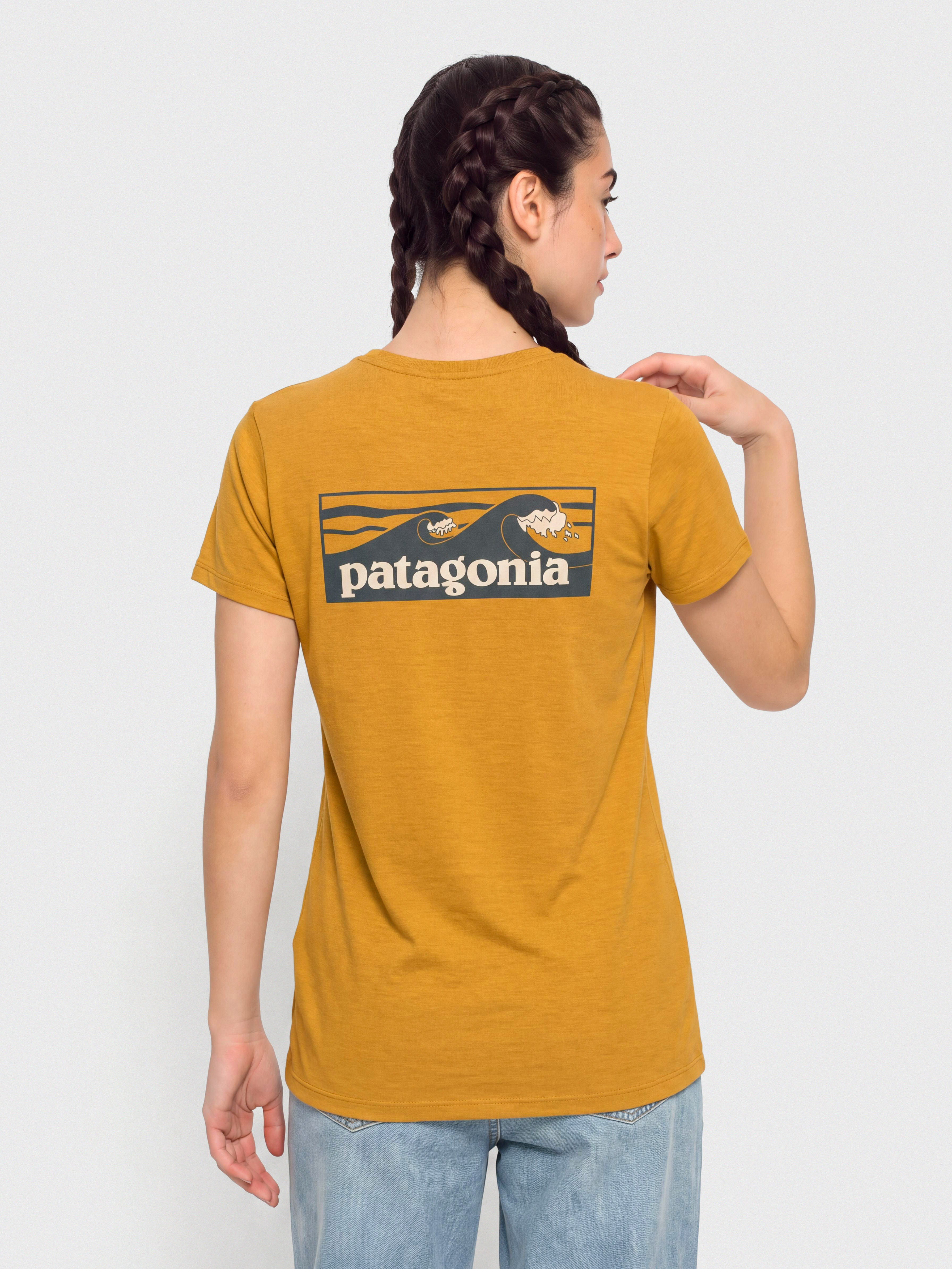 Tričko Patagonia Cap Cool Daily Boardshort Logo Wmn (cinnamon brown dark cinnamon brown x dye)