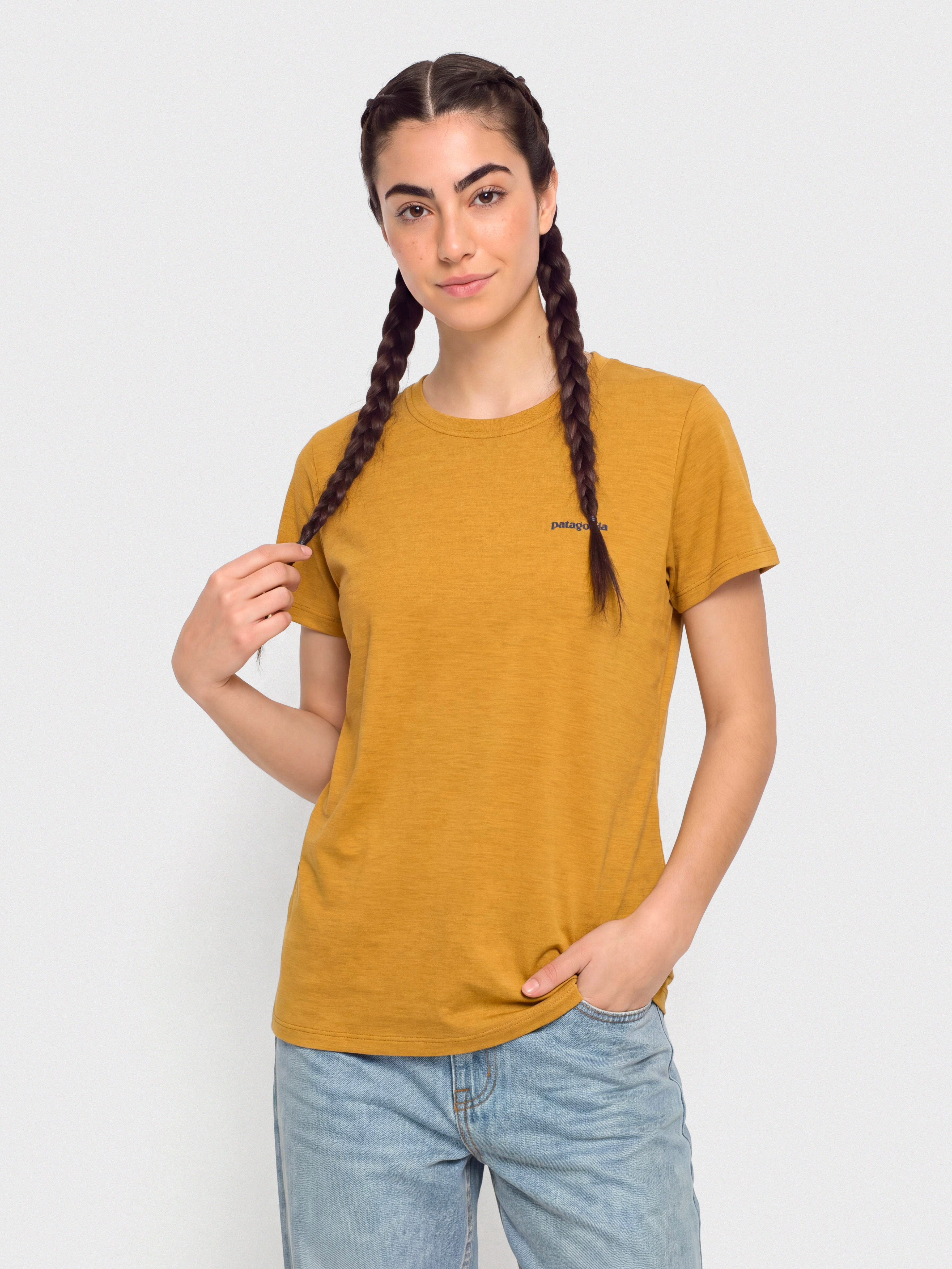 Tričko Patagonia Cap Cool Daily Boardshort Logo Wmn (cinnamon brown dark cinnamon brown x dye)