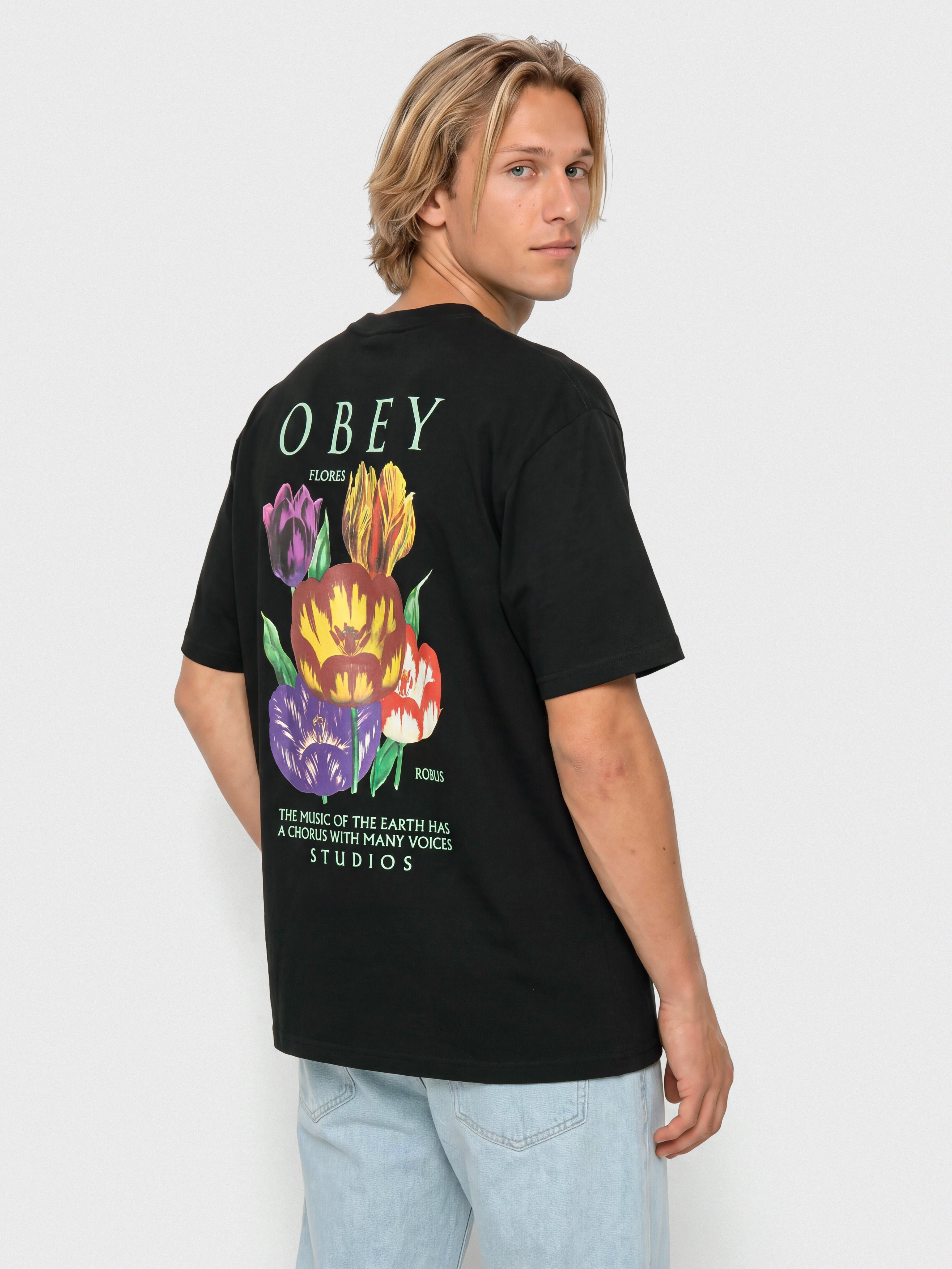 Tričko OBEY Flores Robus (black)