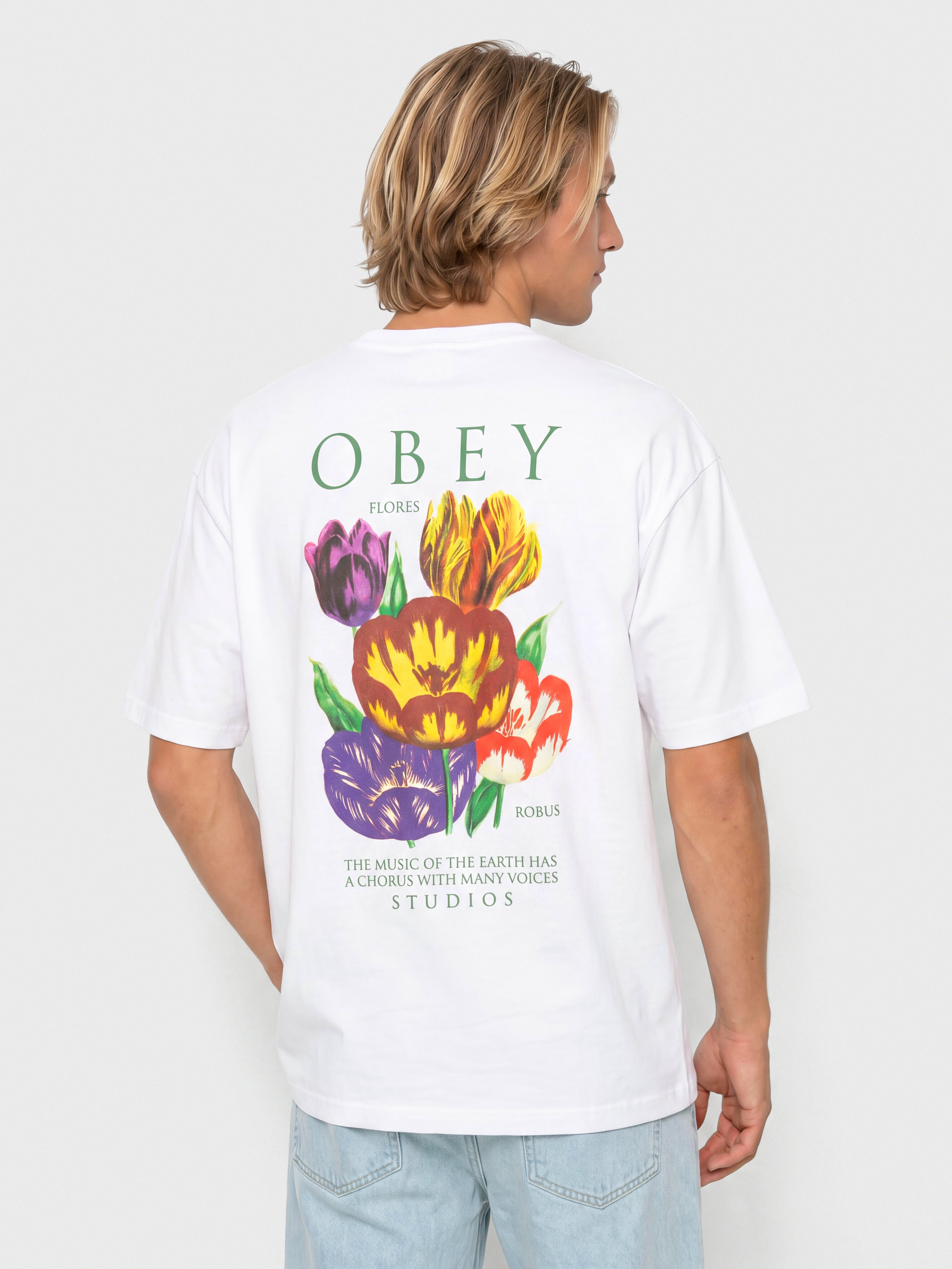 Tričko OBEY Flores Robus (white)