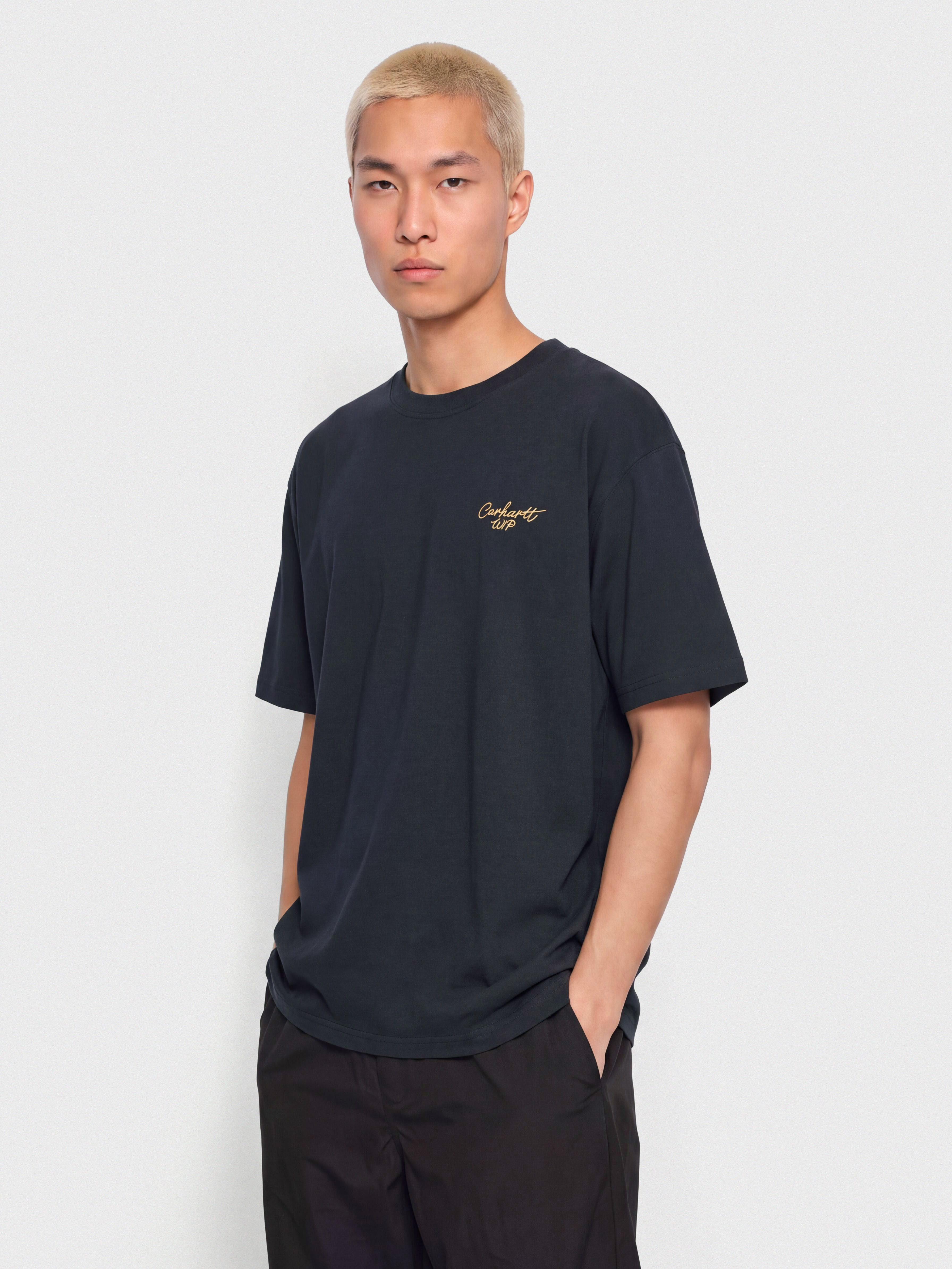 Tričko Carhartt WIP Signature Script (dark navy/wip dusty h)