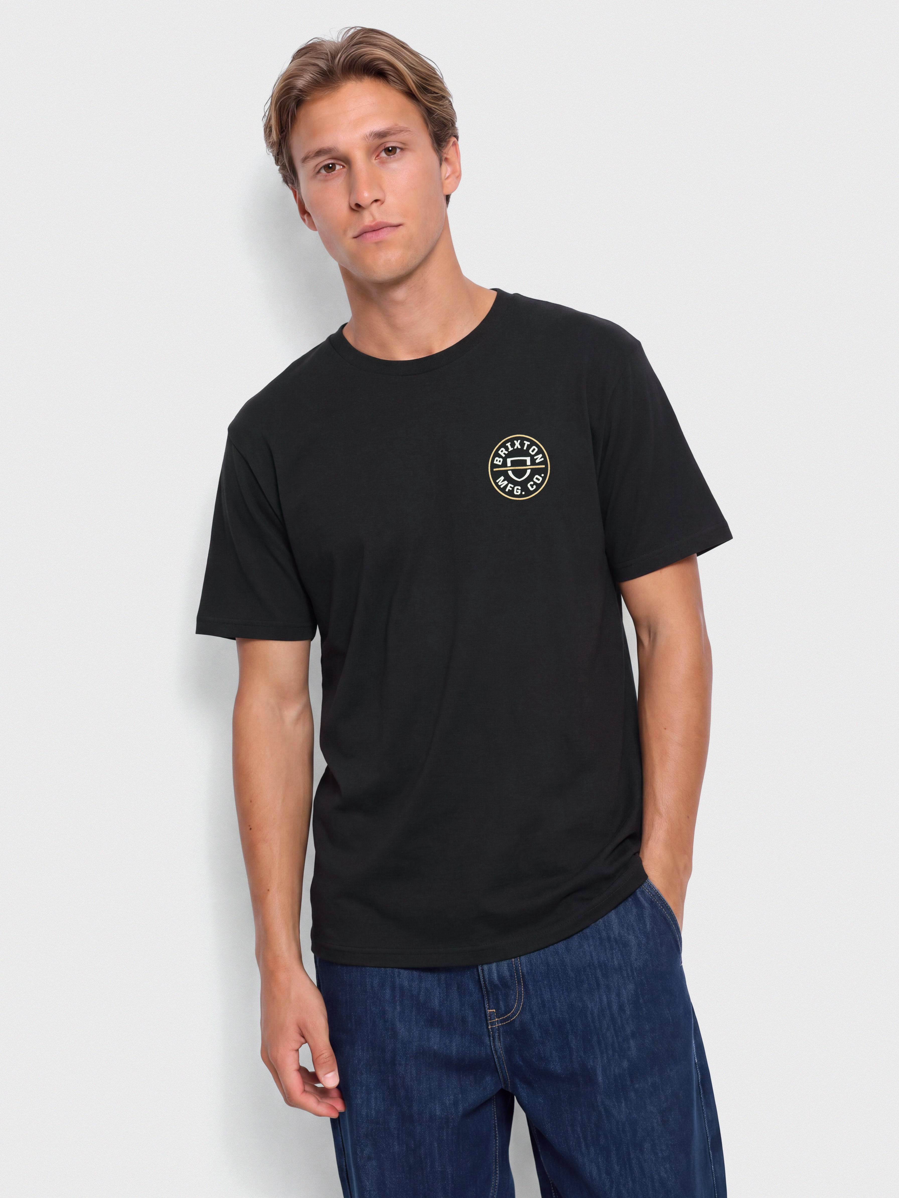 Tričko Brixton Oath V Stt (black/off white/copper)