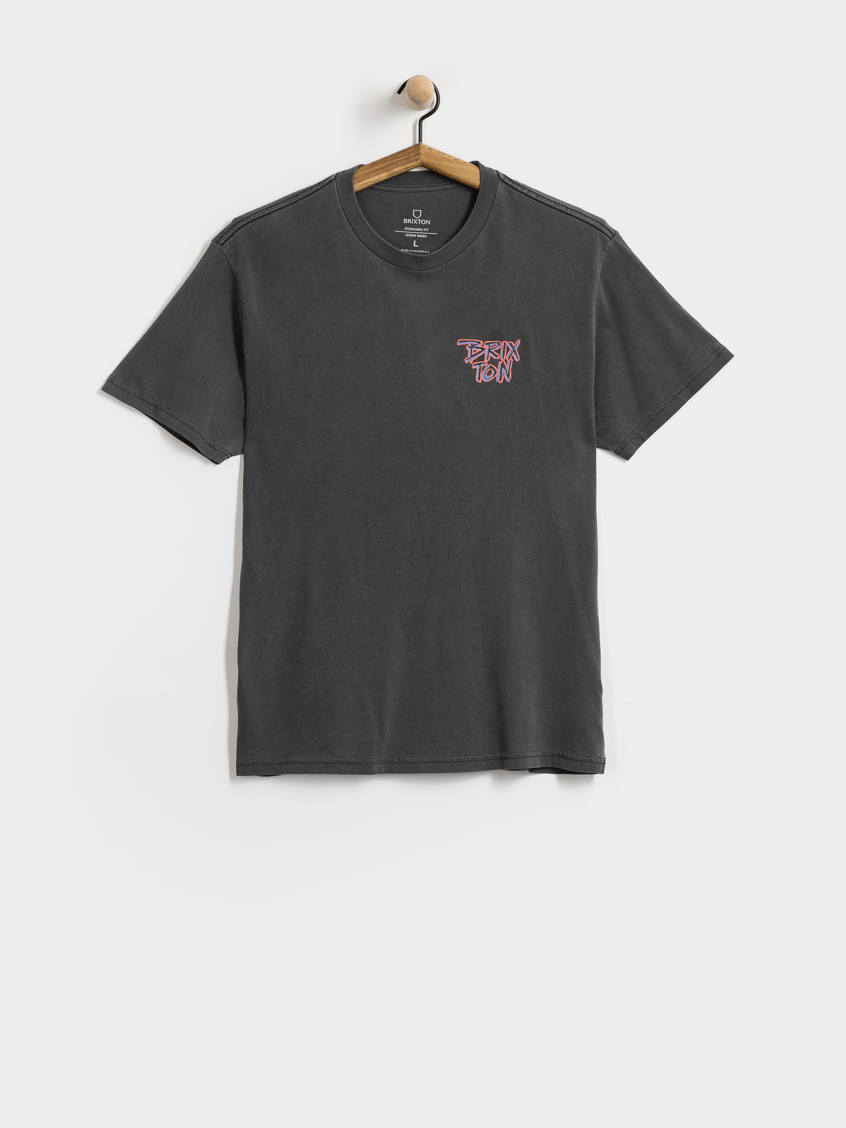 Tričko Brixton Rockton Stnd (black worn wash)