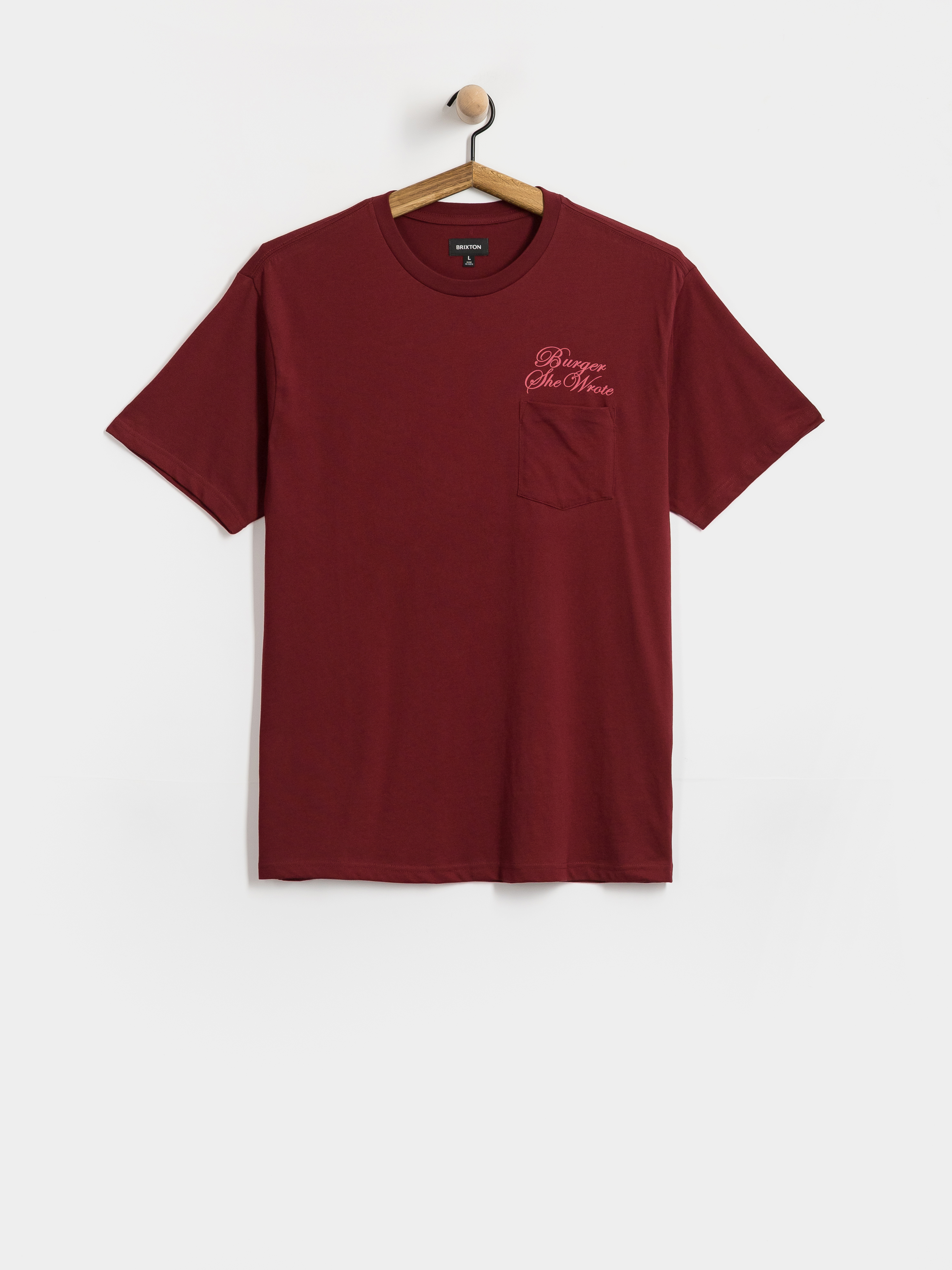 Tričko Brixton Burger She Wrote Pocket (burgundy)