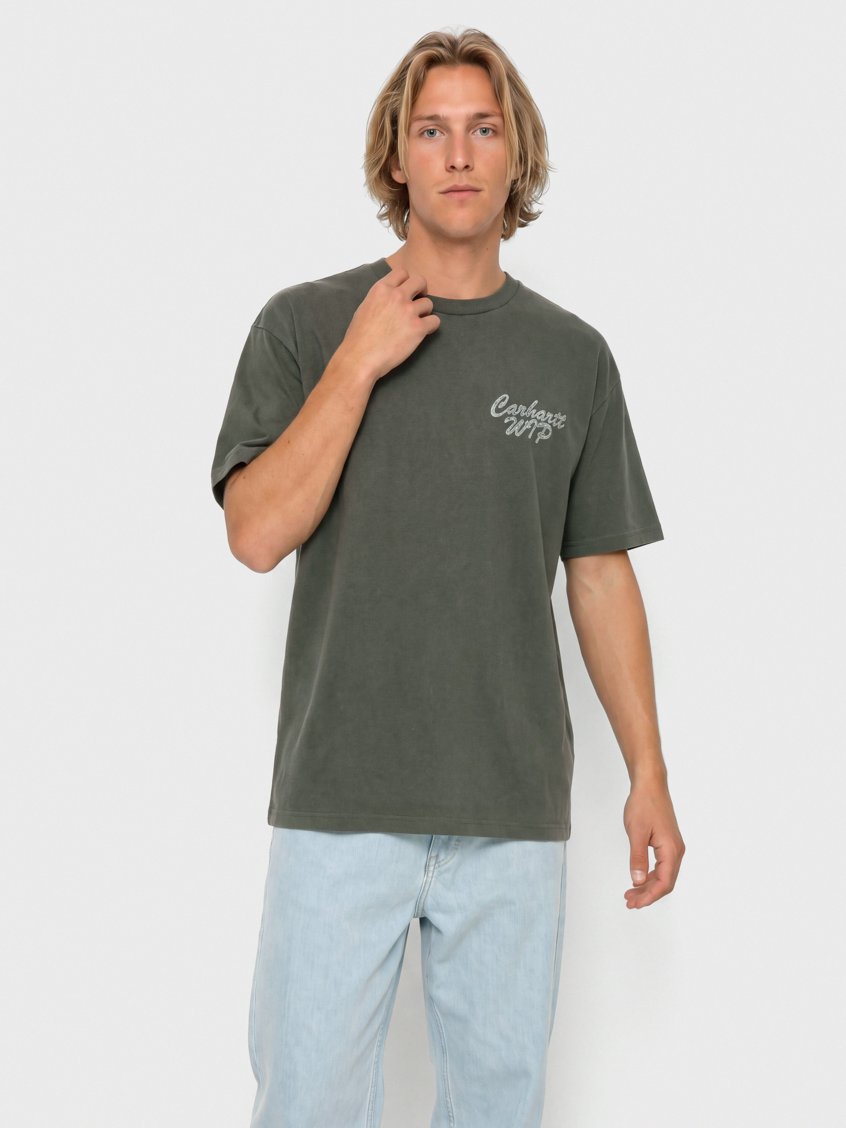 Tričko Carhartt WIP Hatching Script (black/garment dyed)