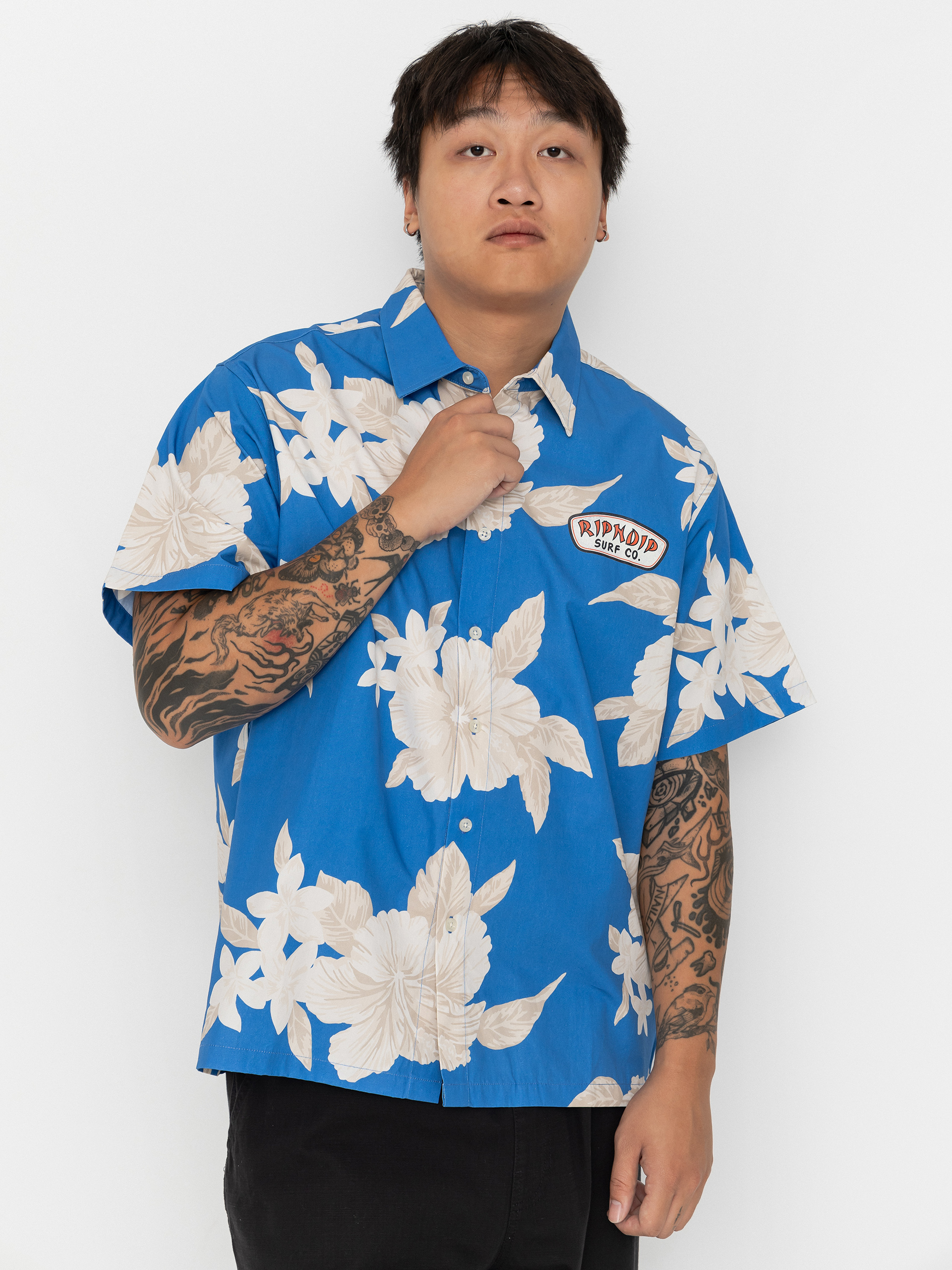 Košeľa RipNDip Surf Co (blue/cream)