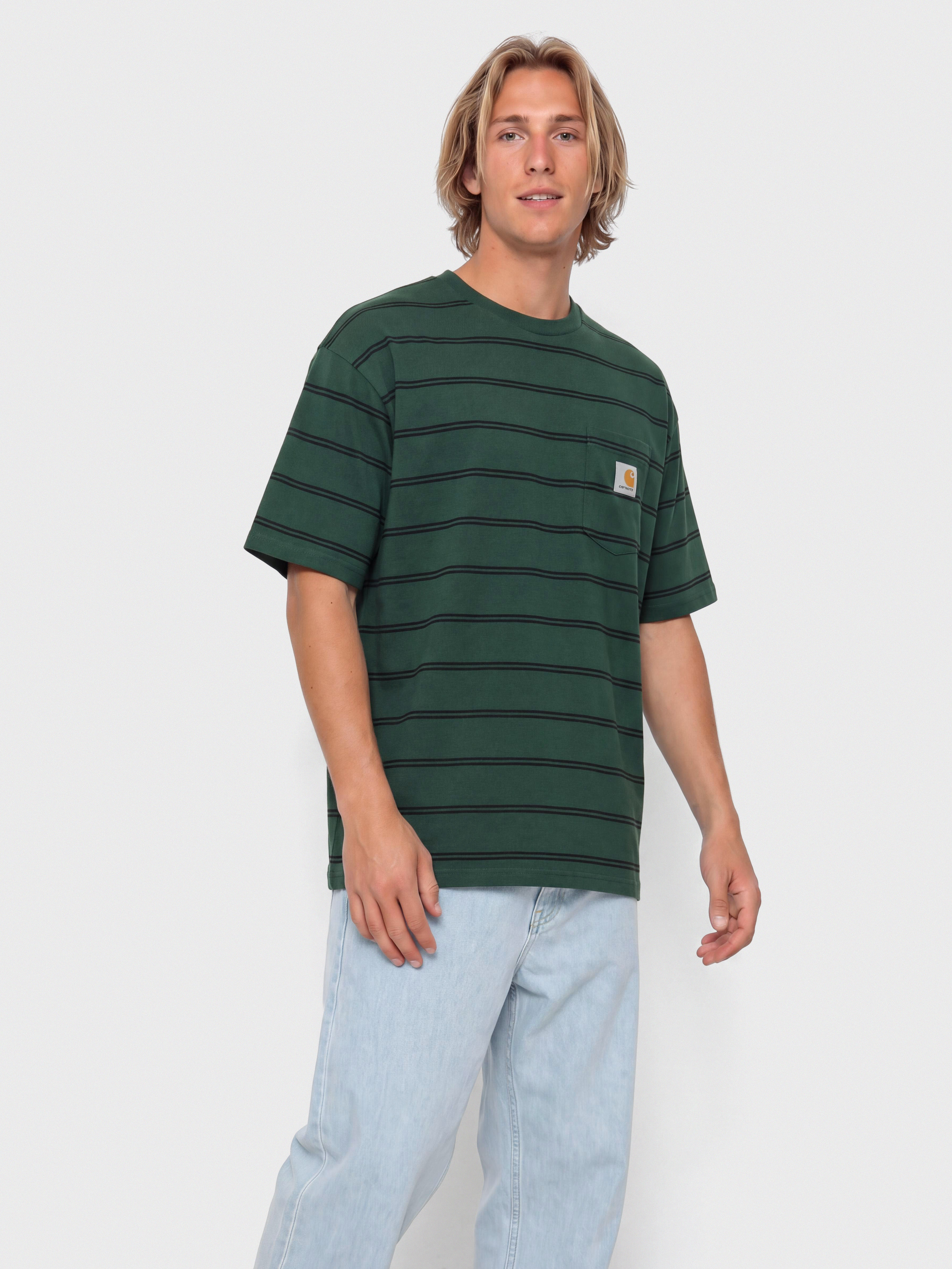 Tričko Carhartt WIP Cardona Pocket (cardona stripe natural/dark scarab/garment dyed)
