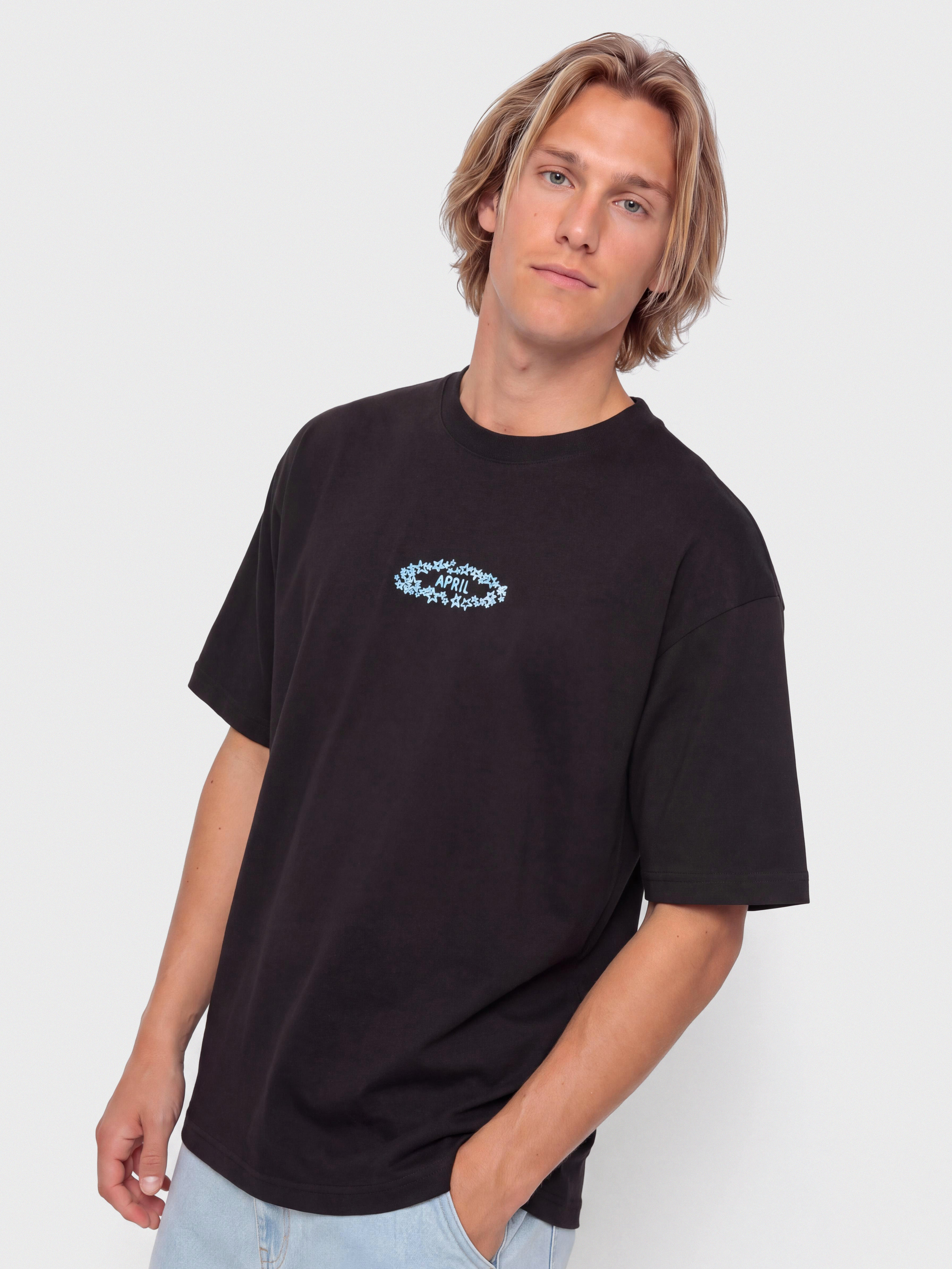 Tričko April Skateboards Stars (black)