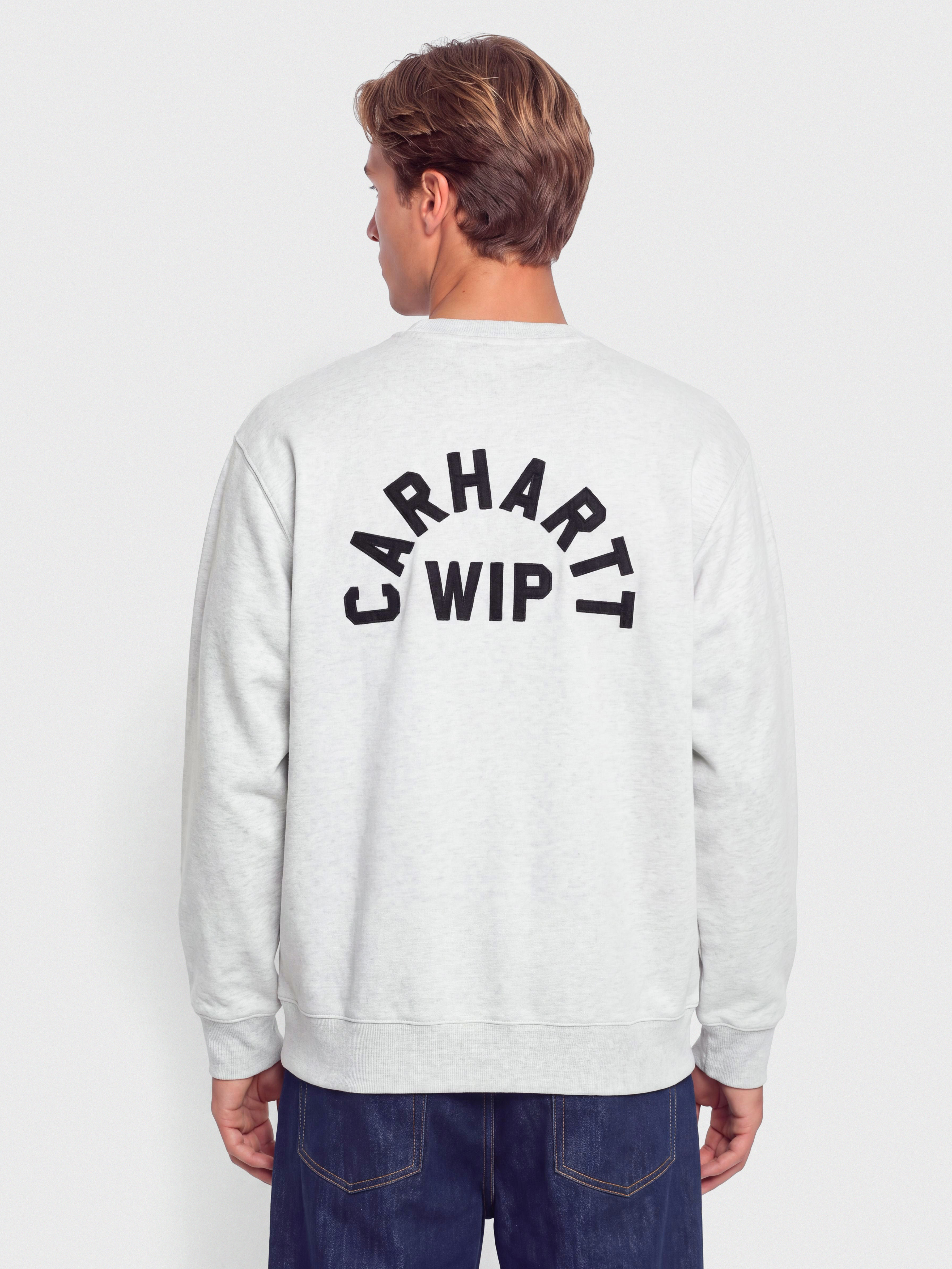 Mikina Carhartt WIP Arch Script (ash heather/dark navy/stone washed)