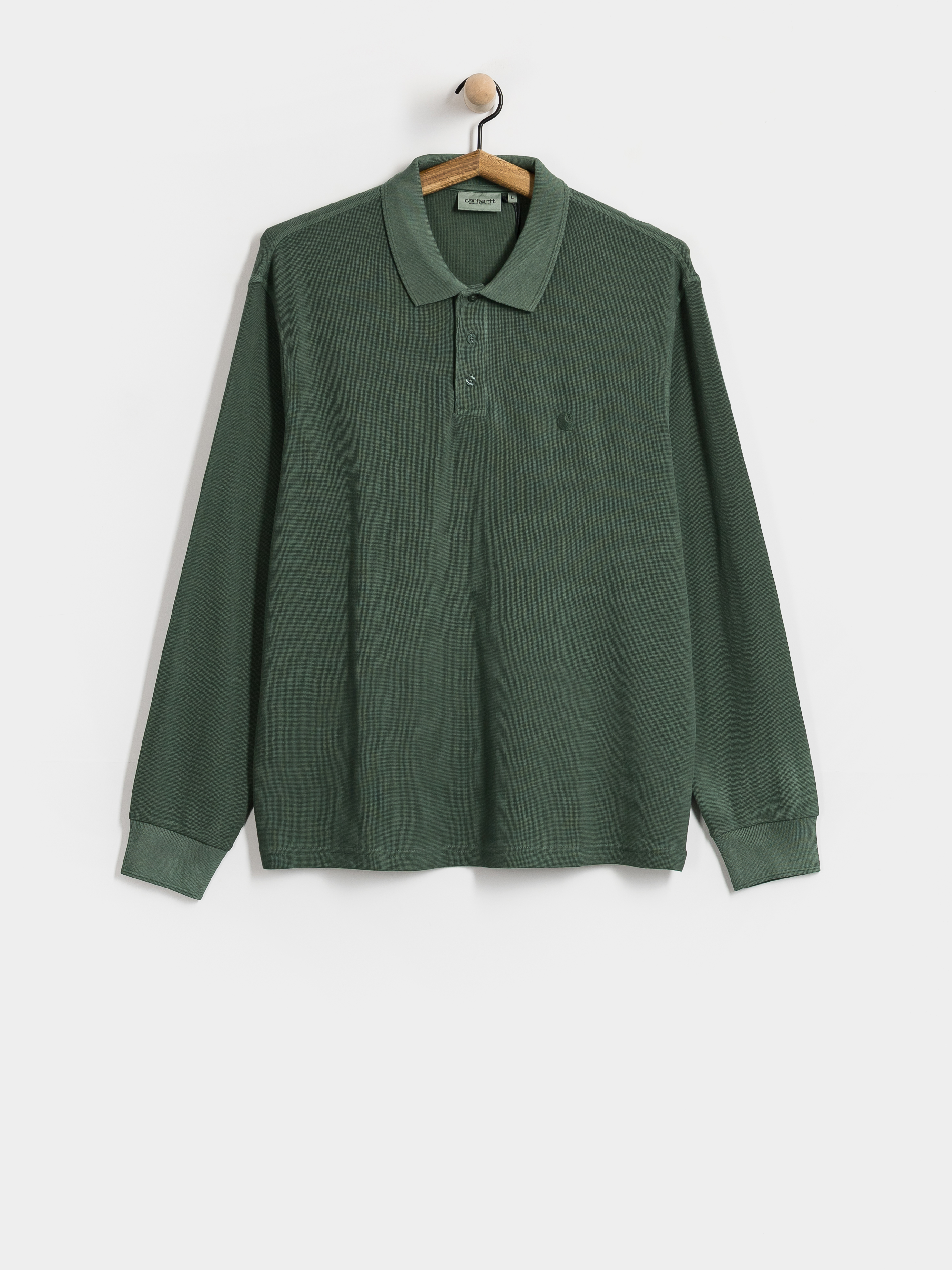 Triko Carhartt WIP Waffle Rugby (dark scarab/garment dyed)