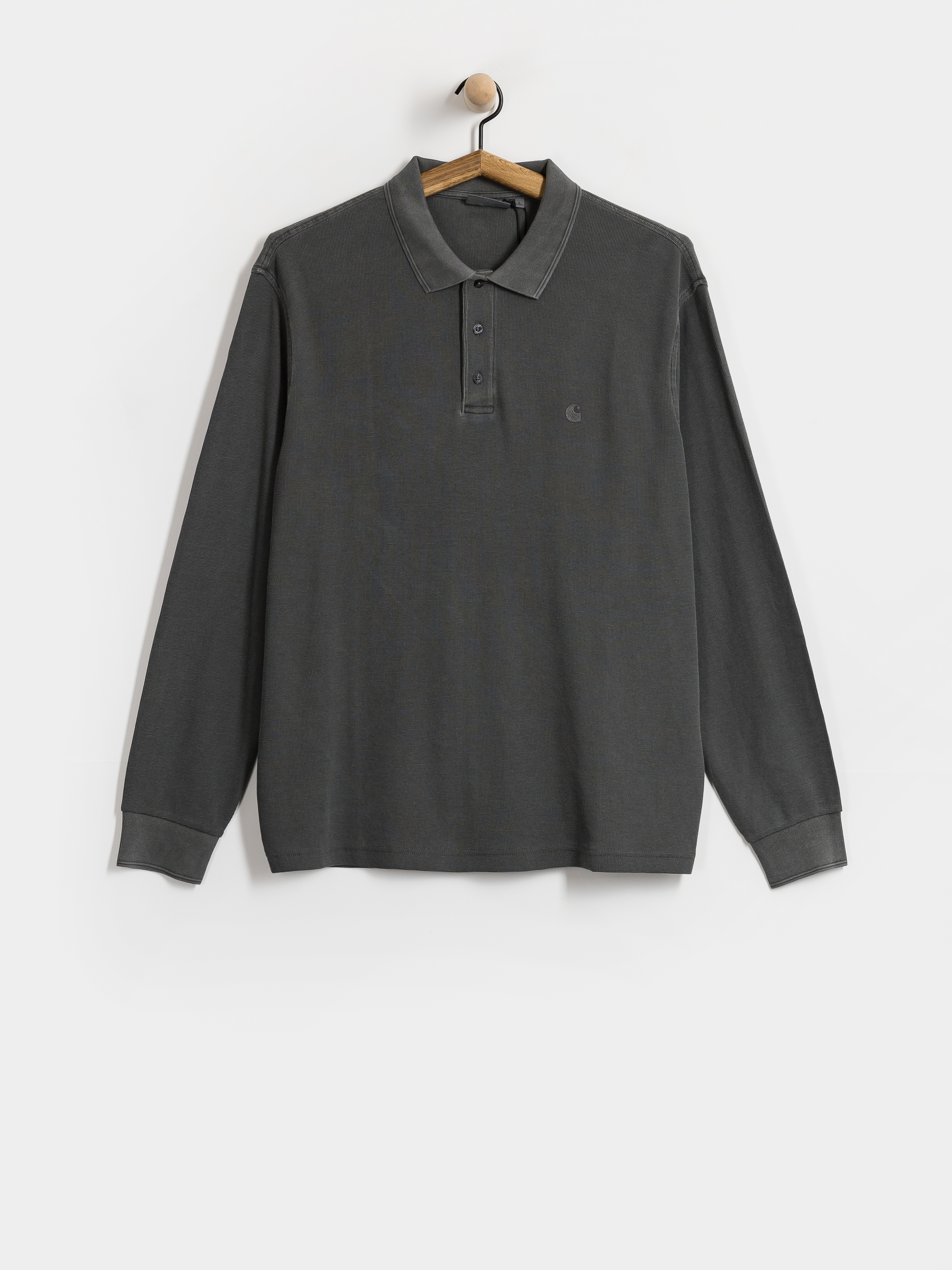 Triko Carhartt WIP Waffle Rugby (black/garment dyed)