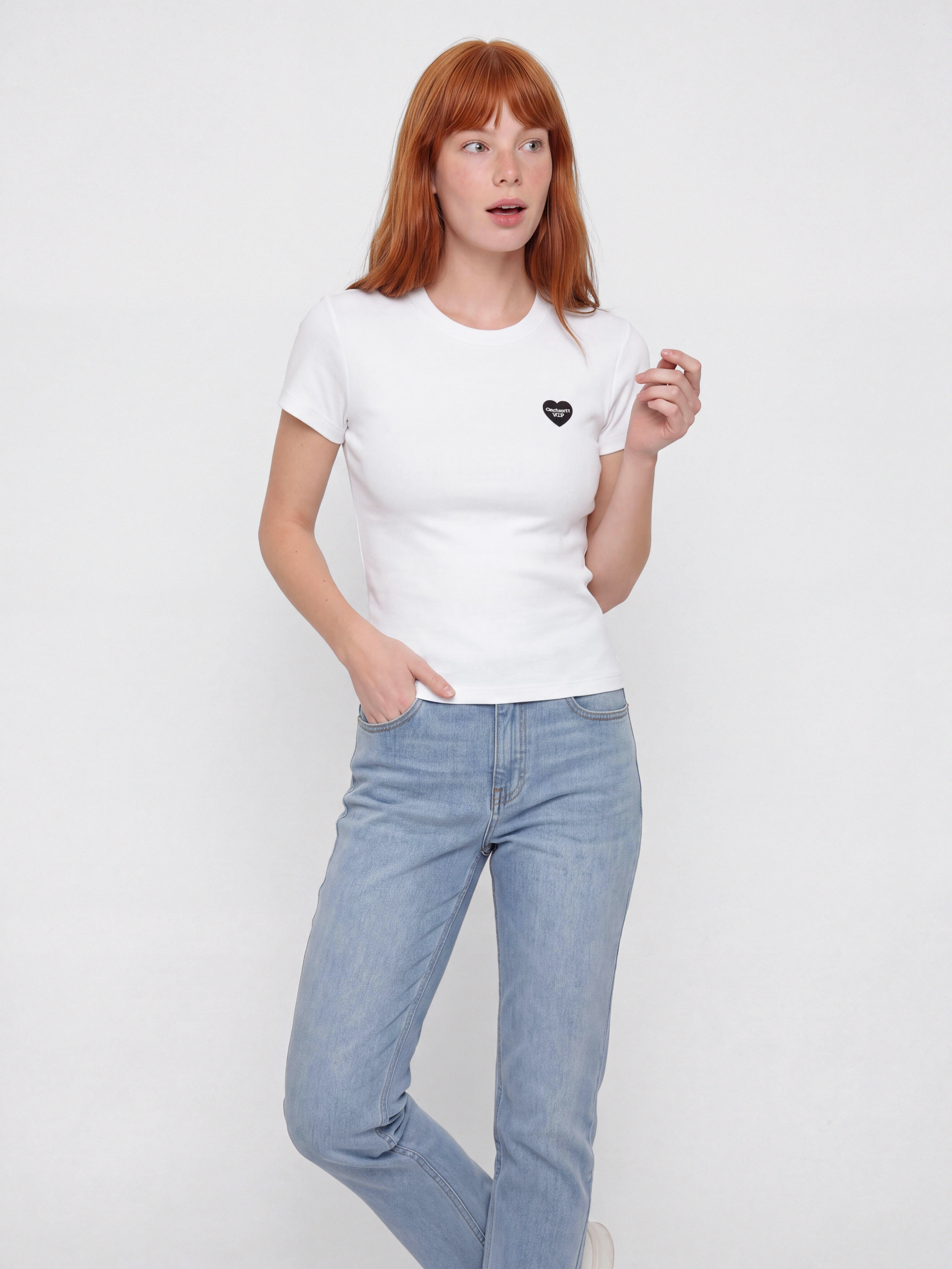 Tričko Carhartt WIP Small Heart Patch Wmn (white/black)
