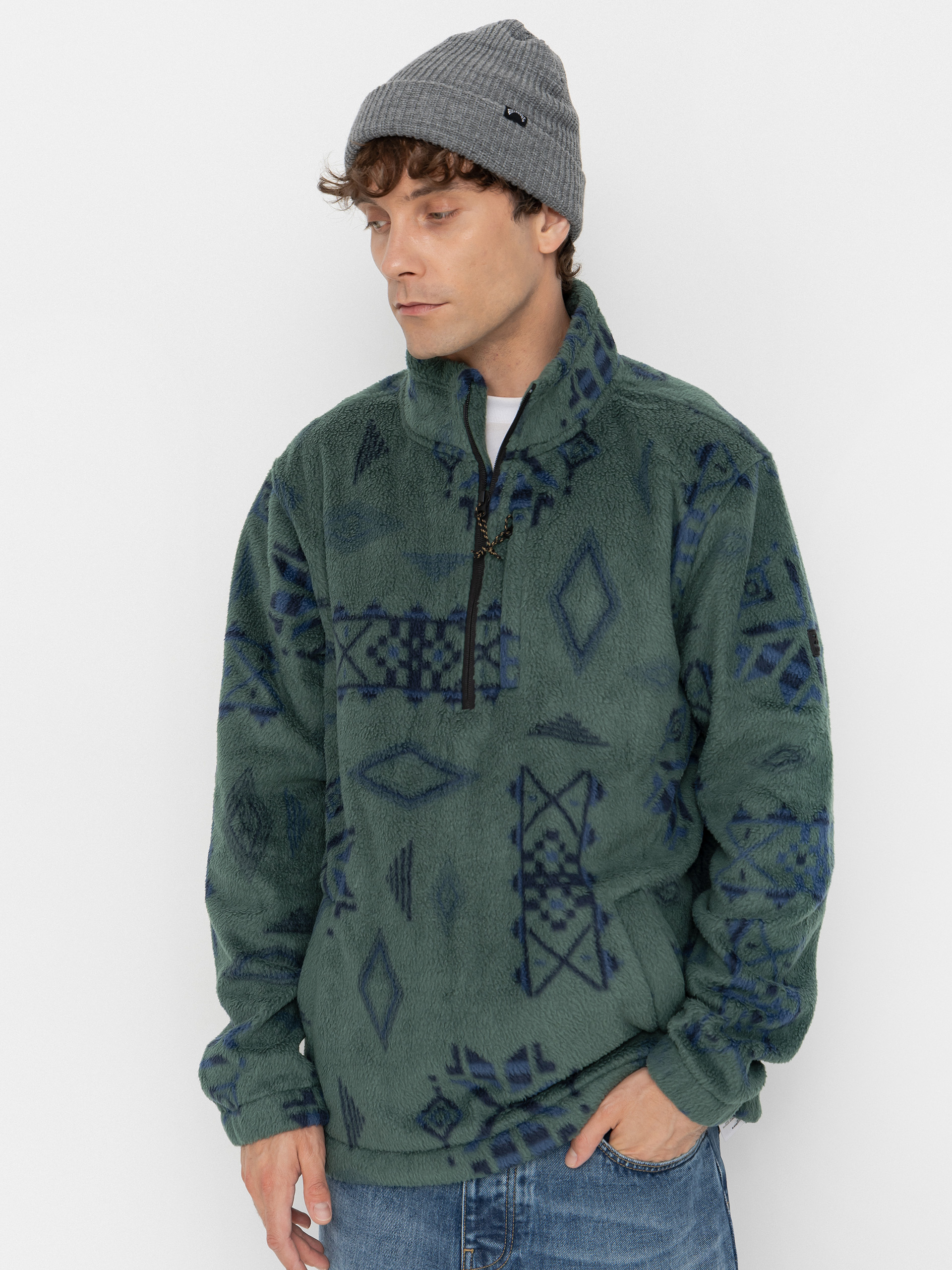 Flísová mikina Billabong Boundary Mock Neck (smoke pine)