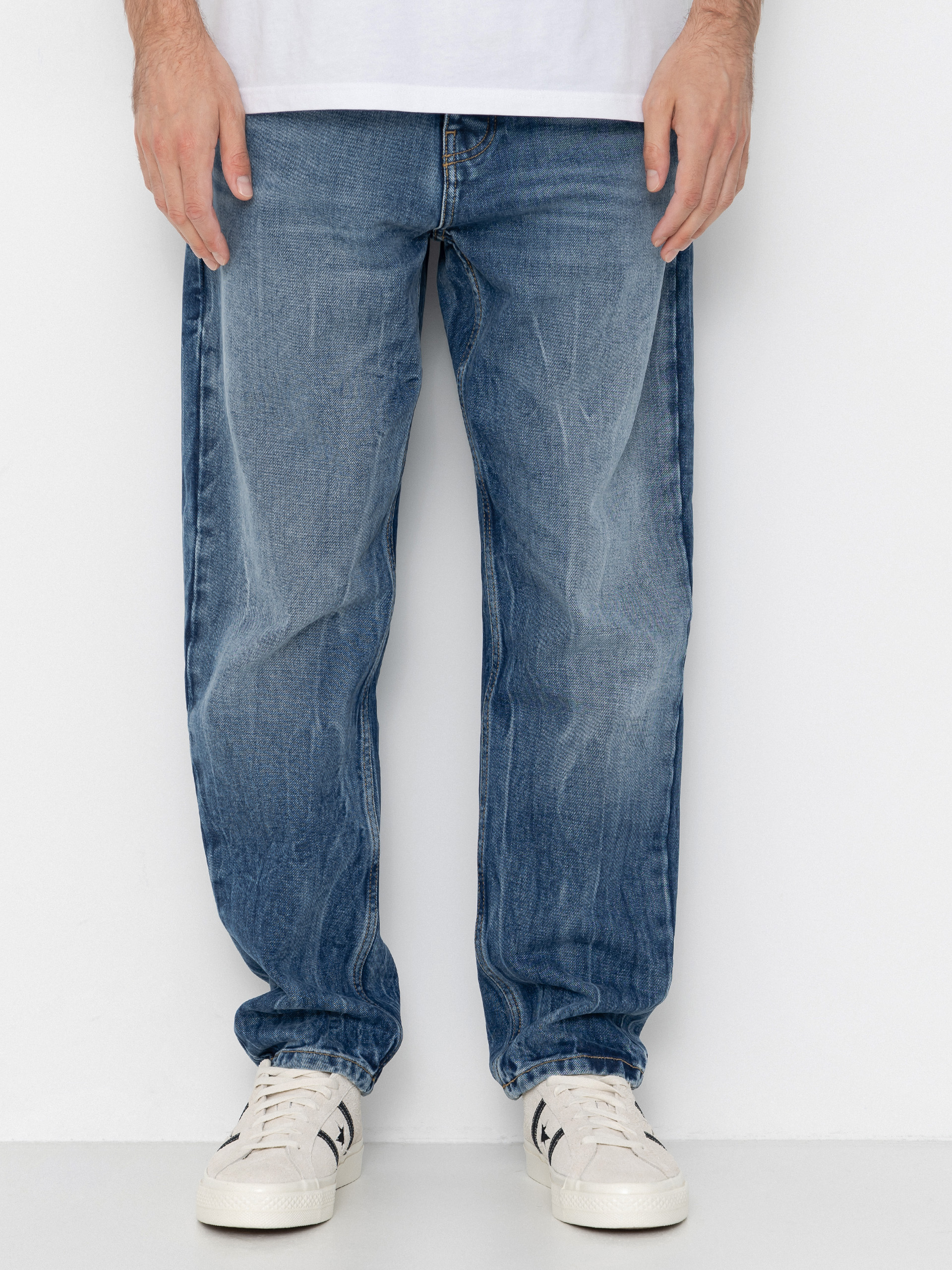 Nohavice Carhartt WIP Newel (blue/marble used wash)