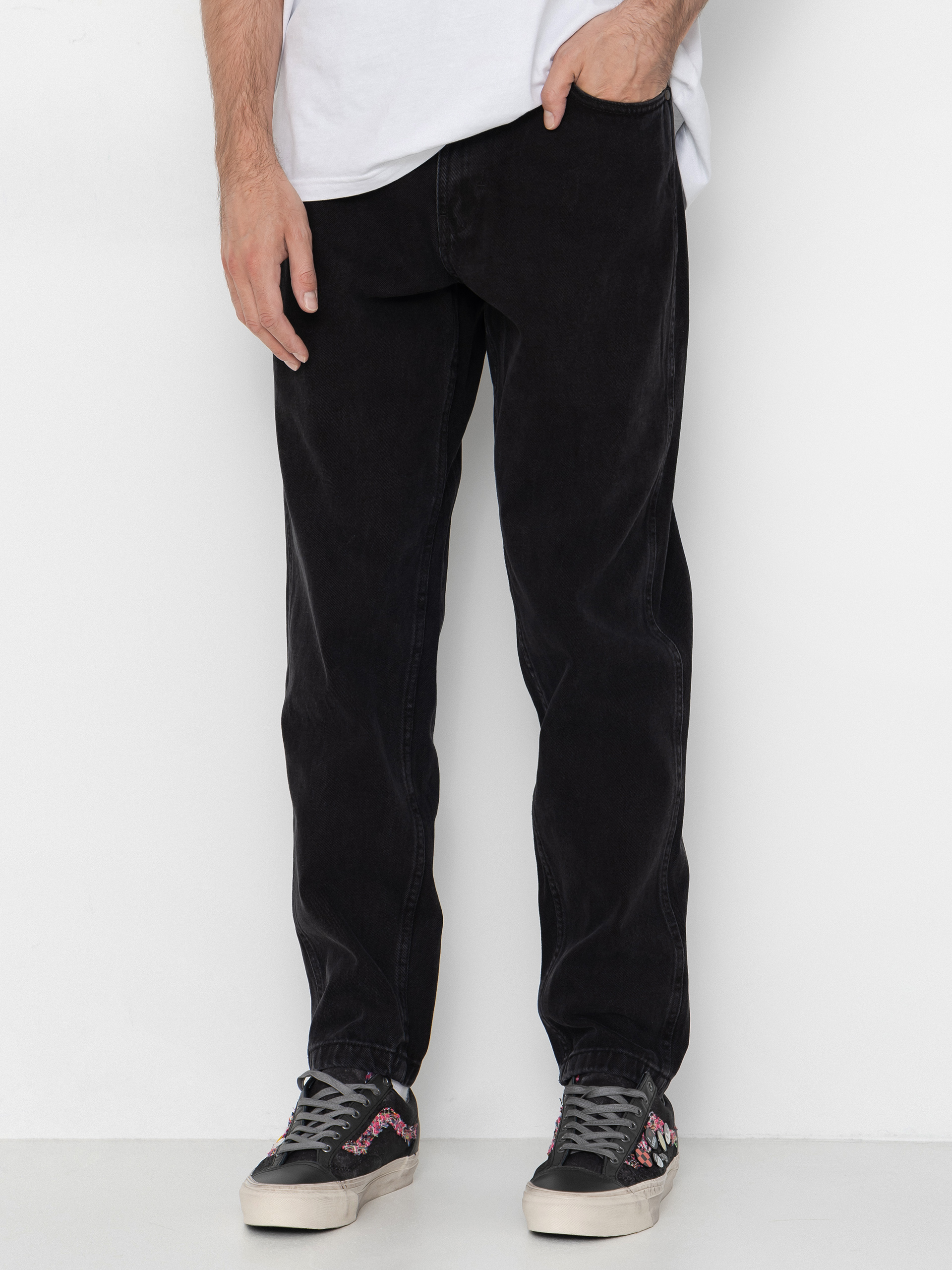 Nohavice Karl Kani Small Signature Tapered Five Pocket Denim (black)