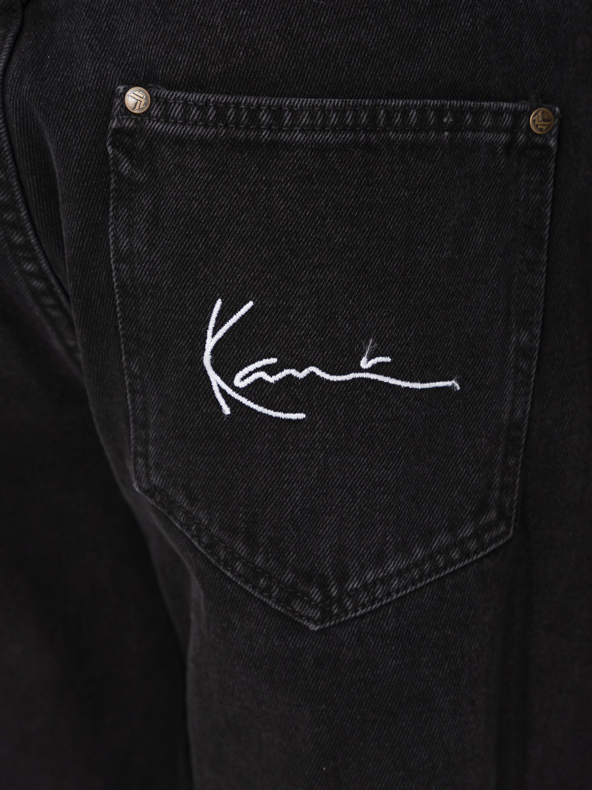 Nohavice Karl Kani Small Signature Tapered Five Pocket Denim (black)