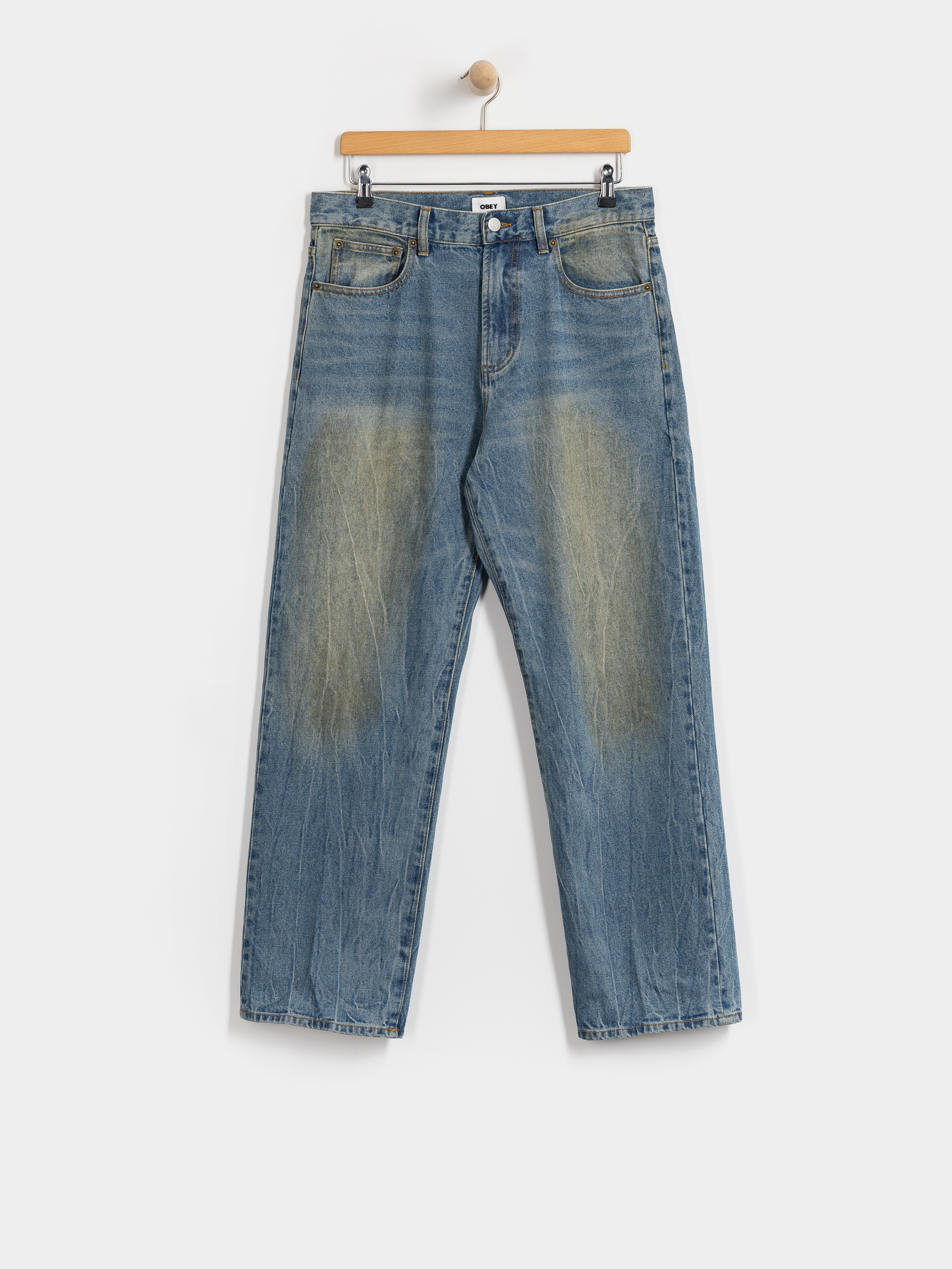 Nohavice OBEY Nelson Straight Denim (garage wash indigo)