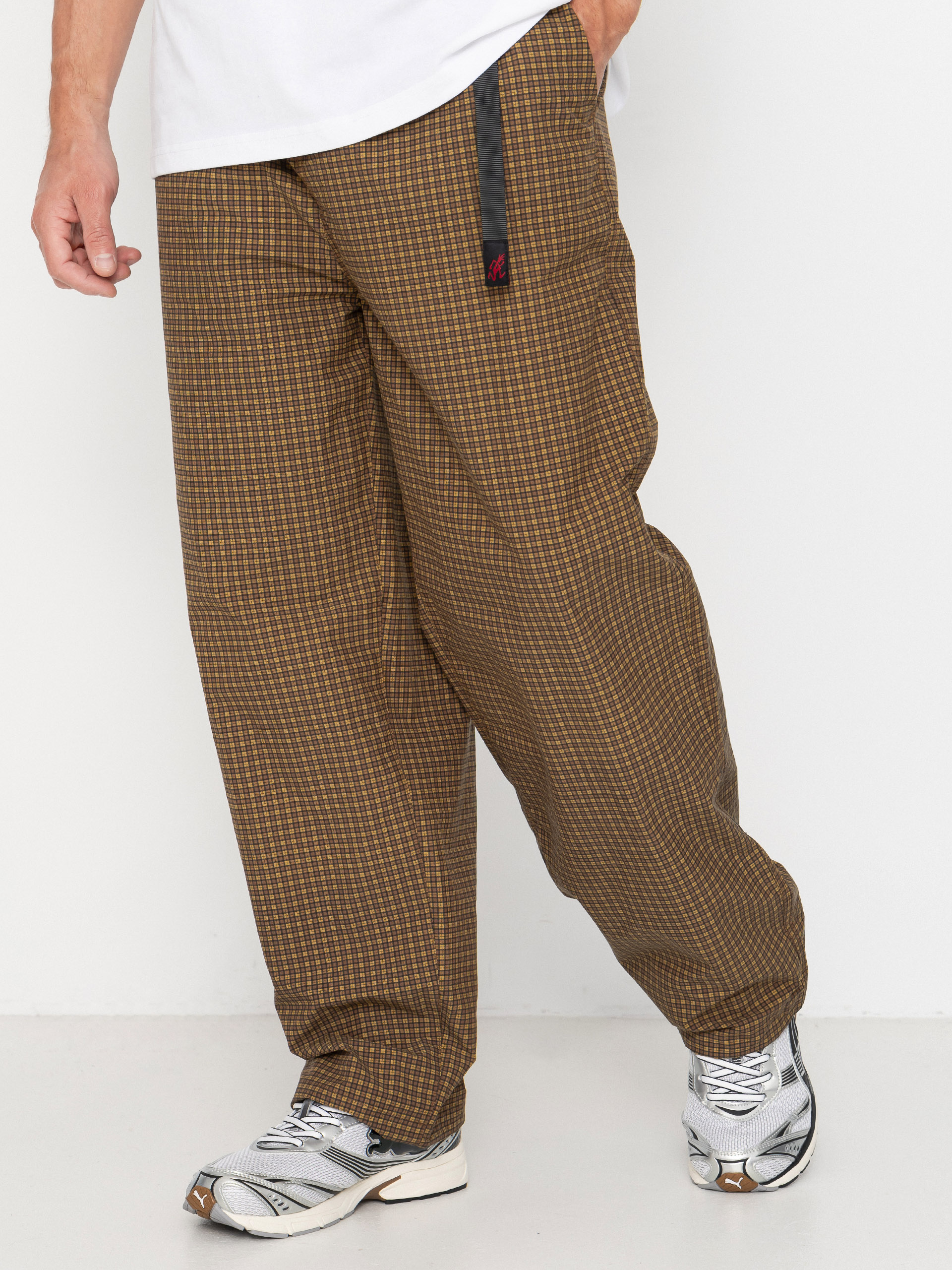 Nohavice Gramicci Mini Check Nylon Pant (brown check)