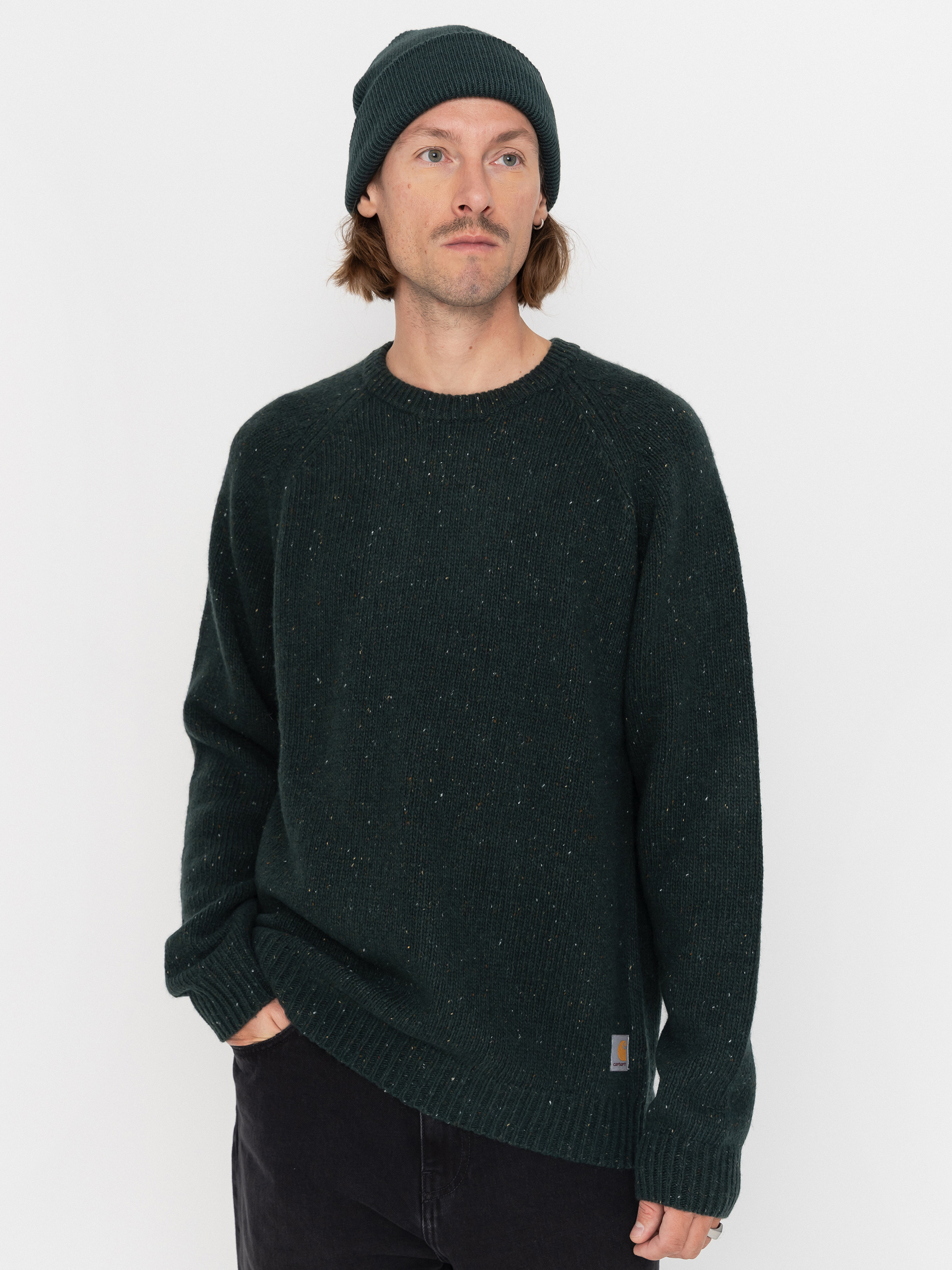 Sveter Carhartt WIP Anglistic (speckled dark scarab)