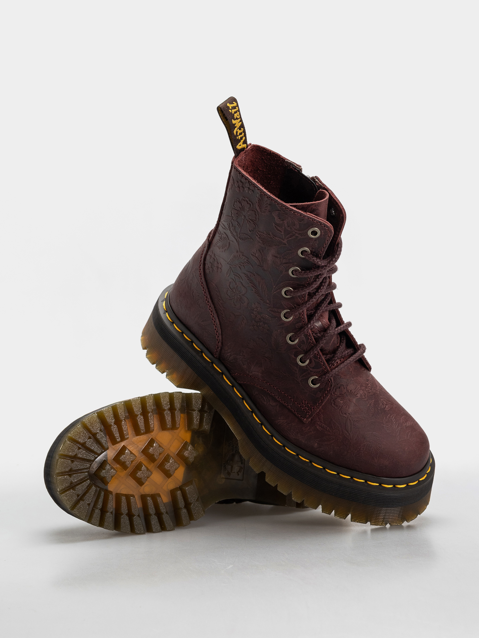 Topánky Dr. Martens Jadon Emboss Floral Wmn (cherry red)