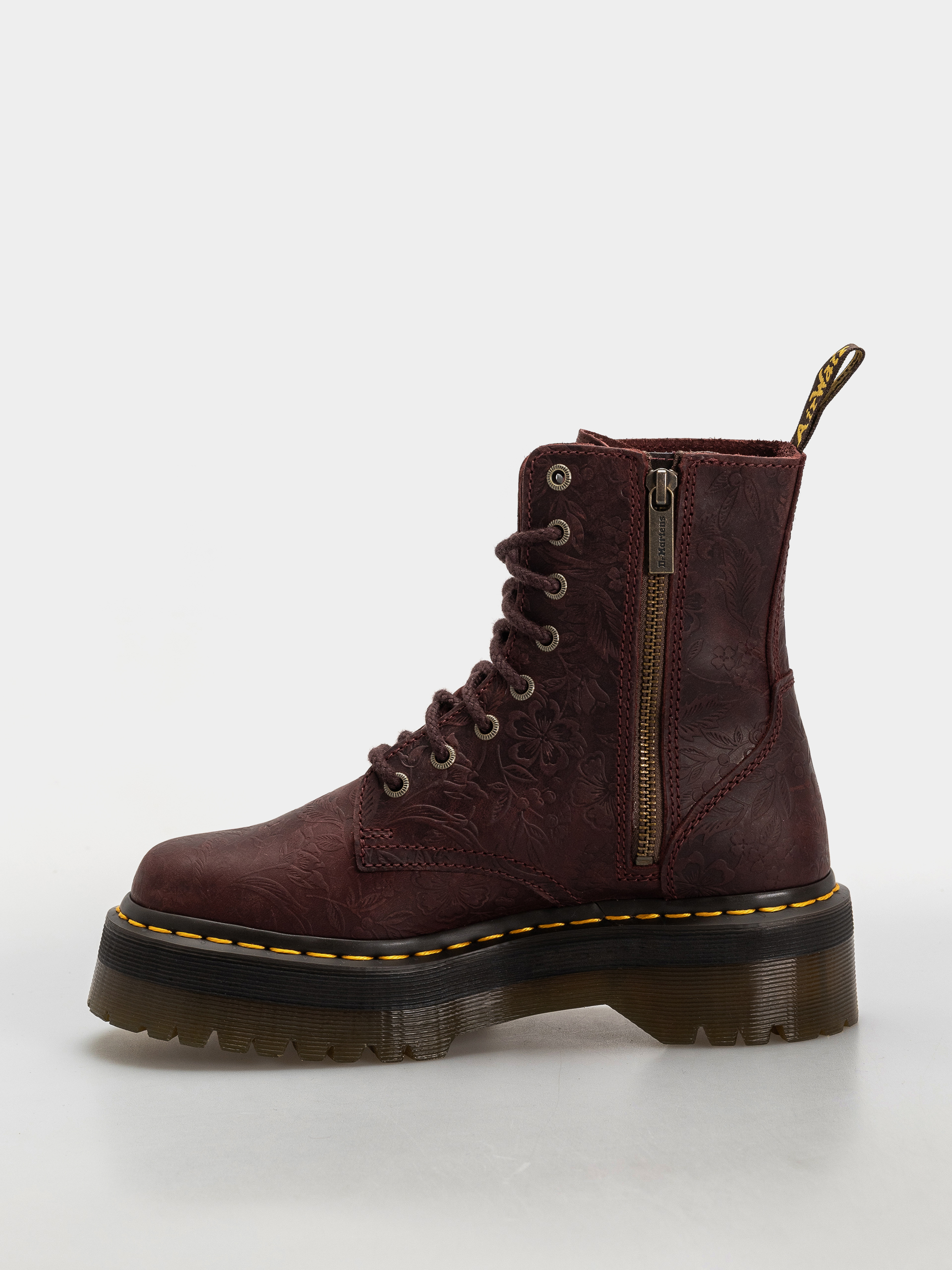 Topánky Dr. Martens Jadon Emboss Floral Wmn (cherry red)
