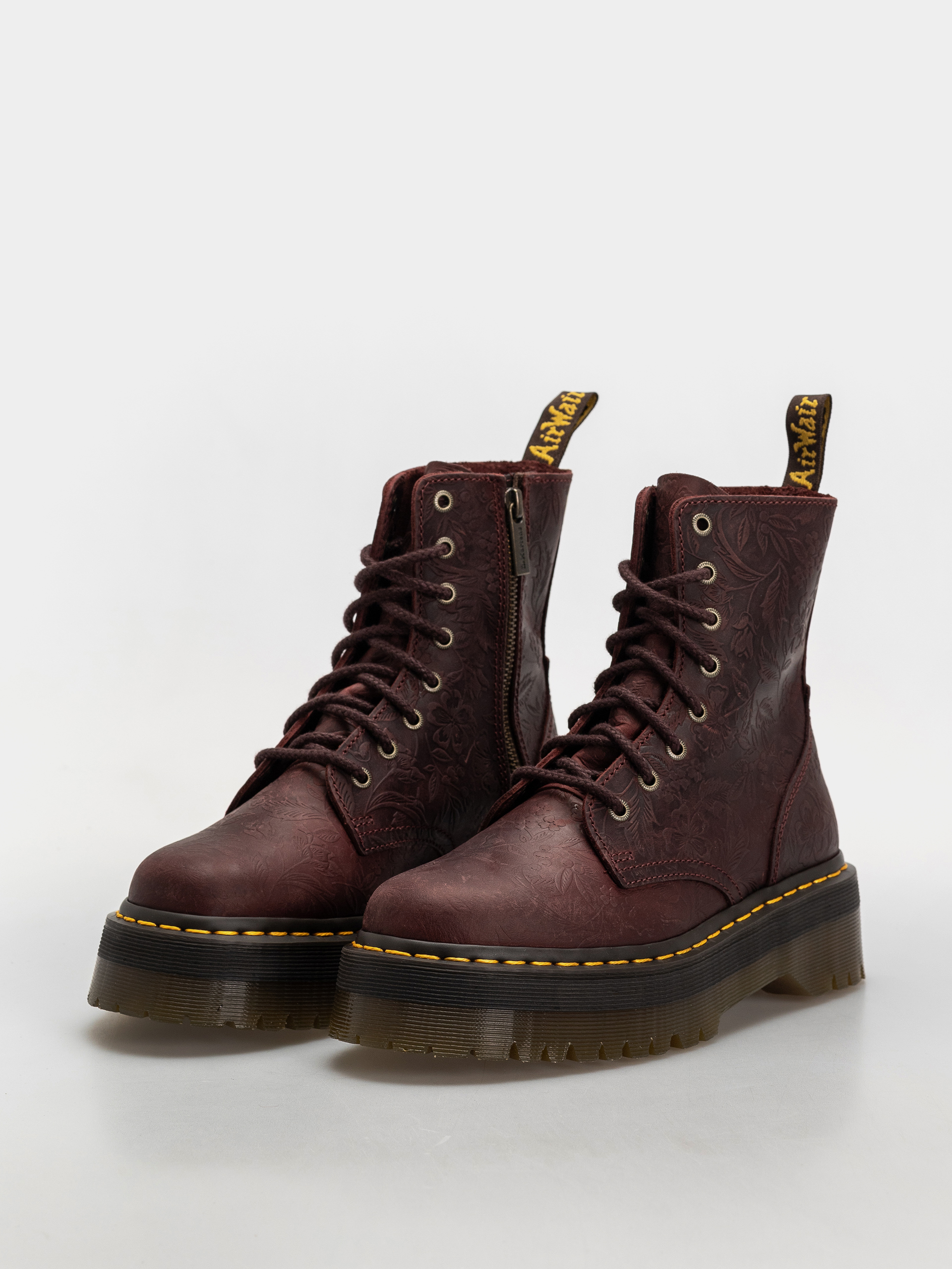 Topánky Dr. Martens Jadon Emboss Floral Wmn (cherry red)