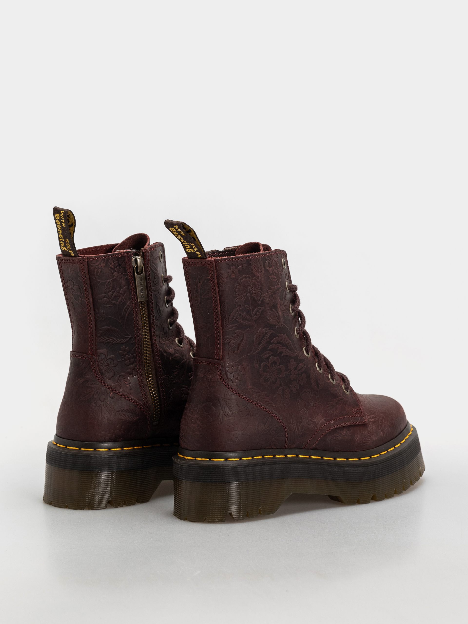 Topánky Dr. Martens Jadon Emboss Floral Wmn (cherry red)