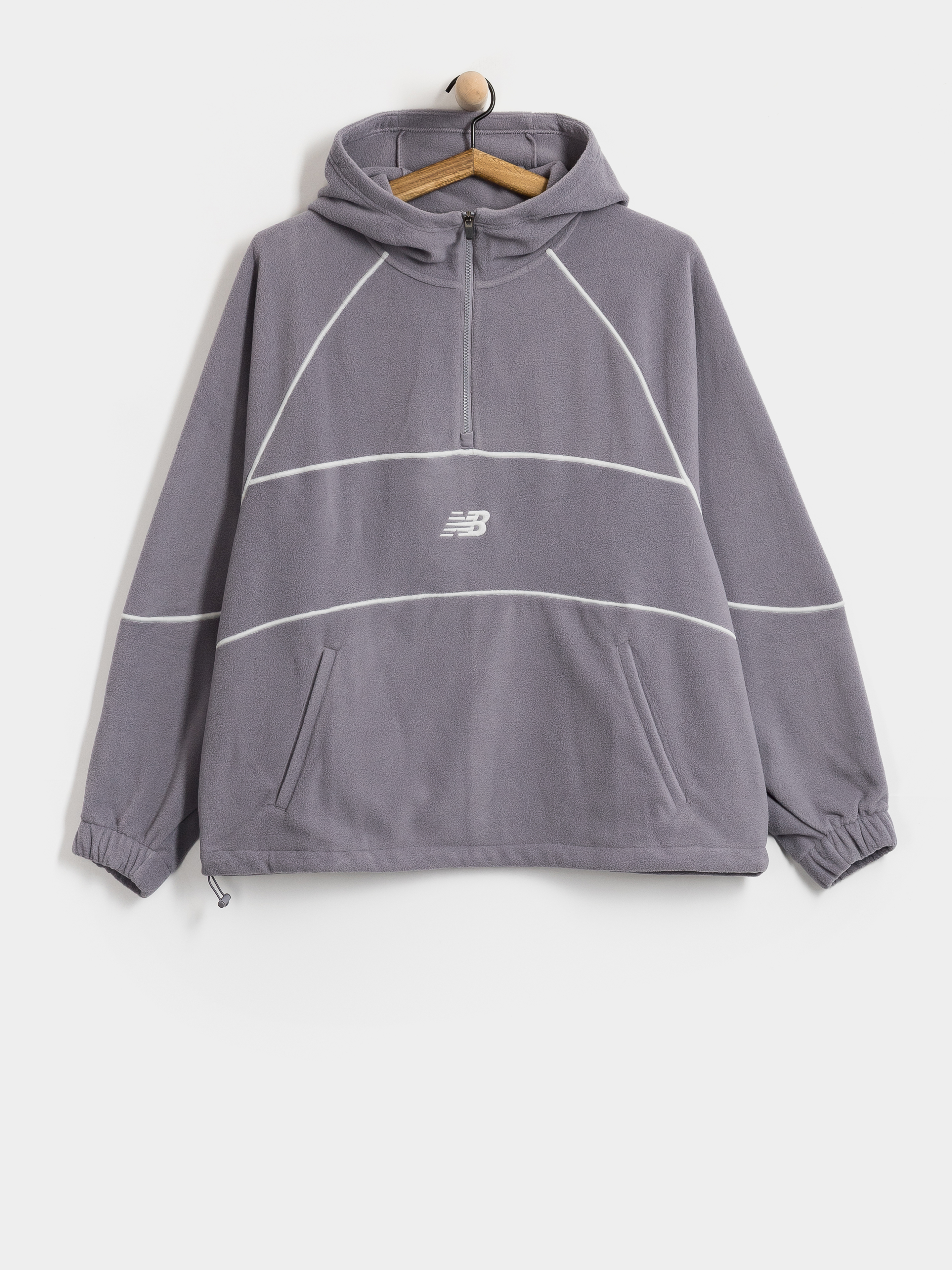 Mikina s kapucňou New Balance Trackside Polar Fleece HD (off line grey)
