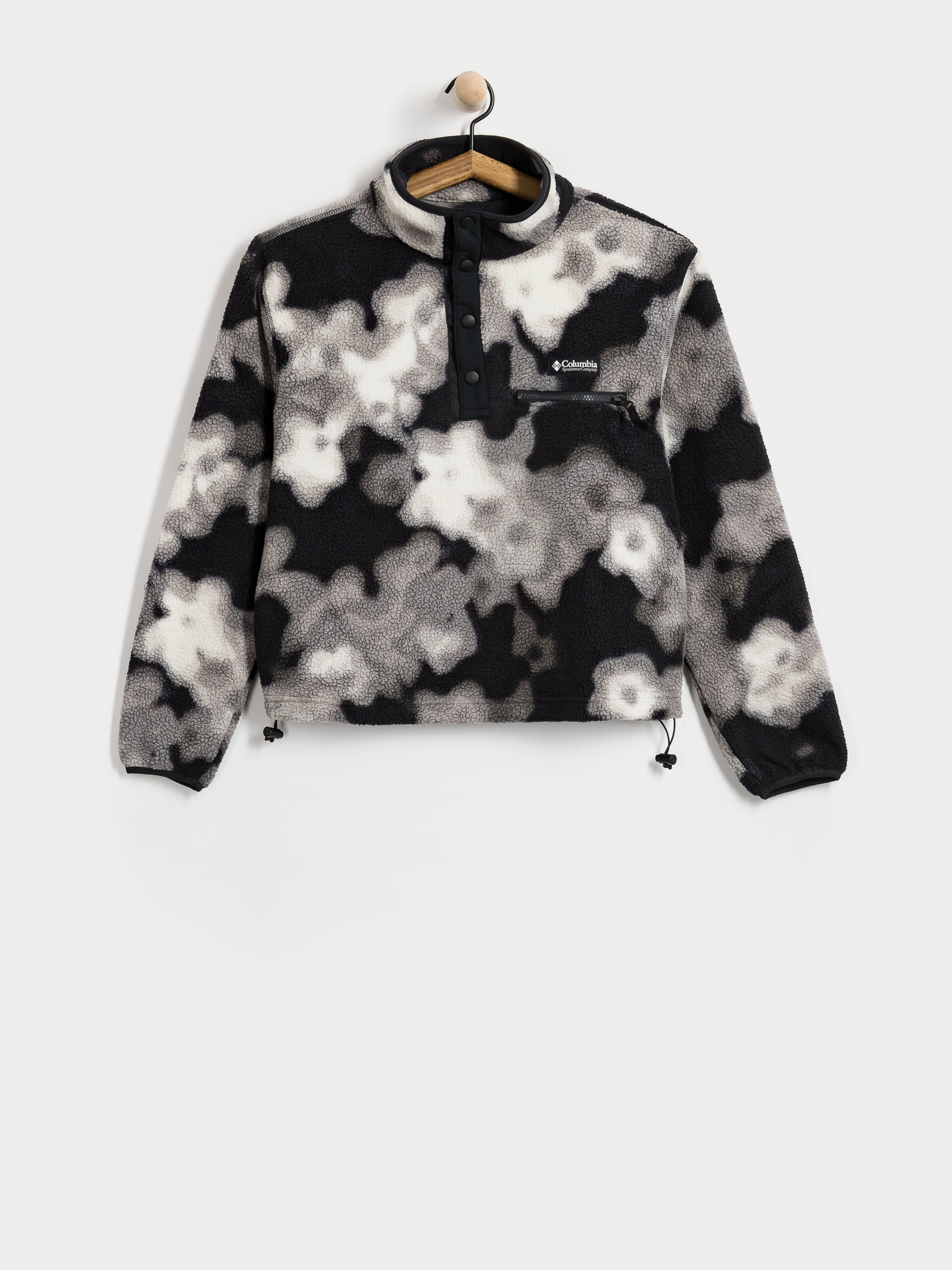 Dámsky Flísová mikina Columbia Helvetia II Printed Cropped Half Snap (black/dyeflowe)