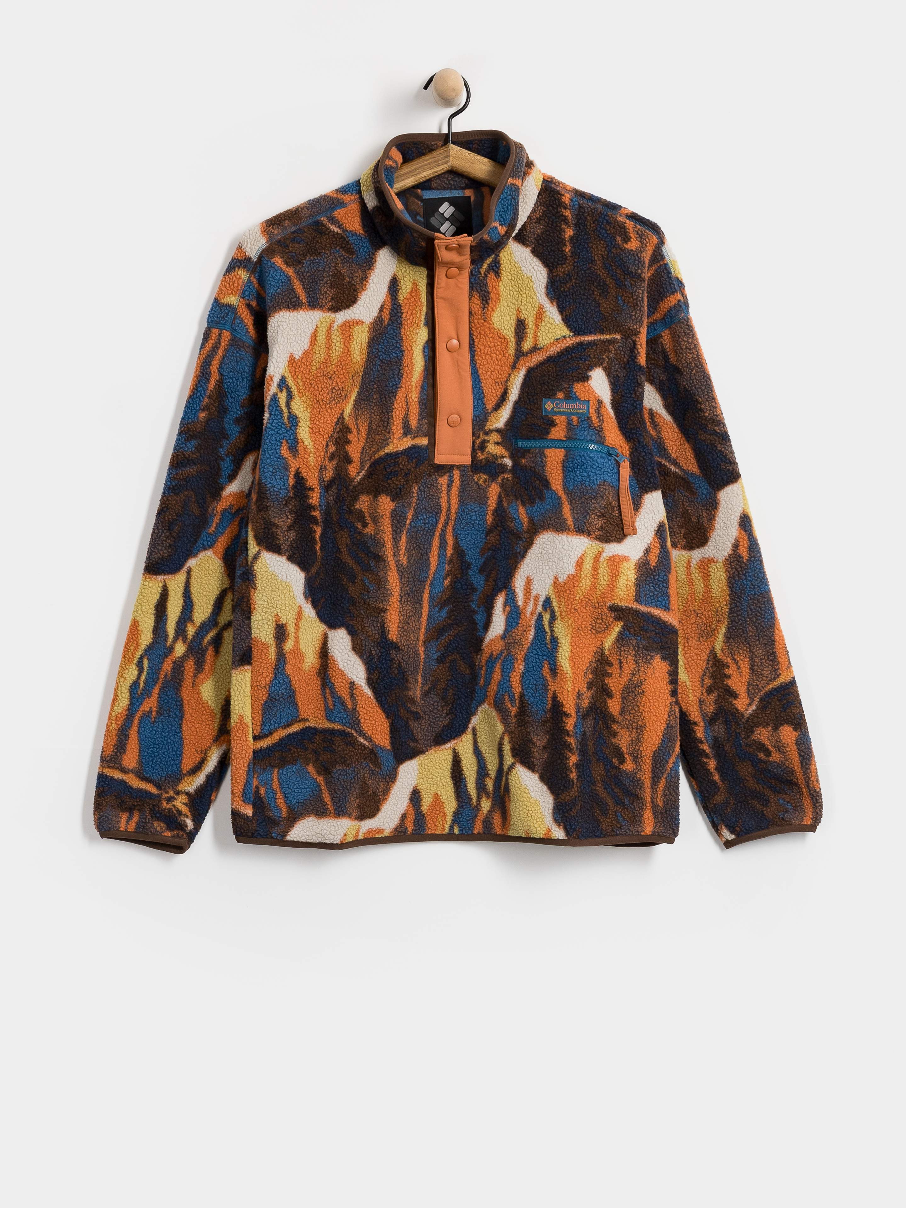 Pánsky Flísová mikina Columbia Helvetia II Printed Half Snap (teak brown soar)