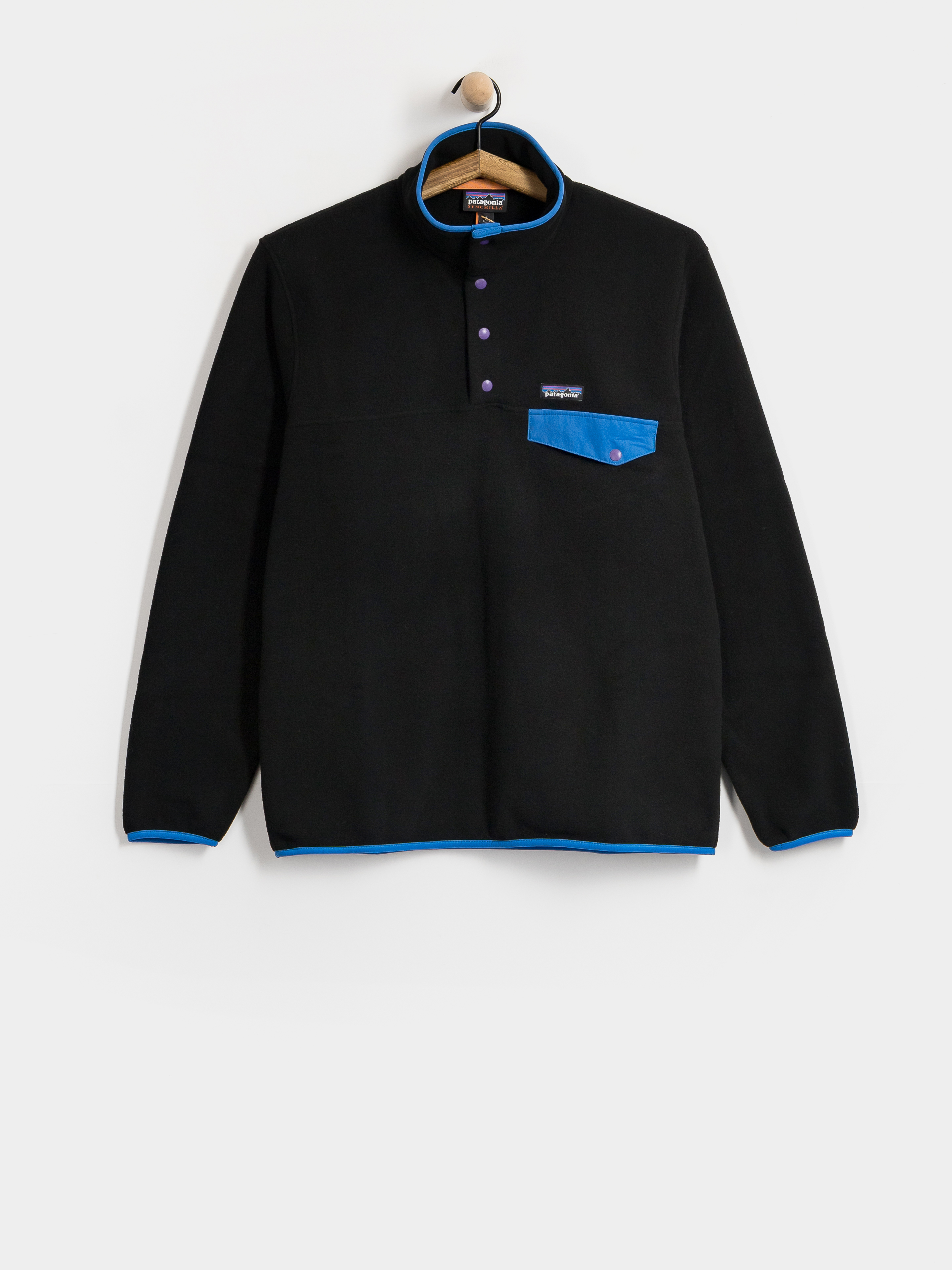 Pánsky Flísová mikina Patagonia LW Synch Snap T (black w/p6 blue)