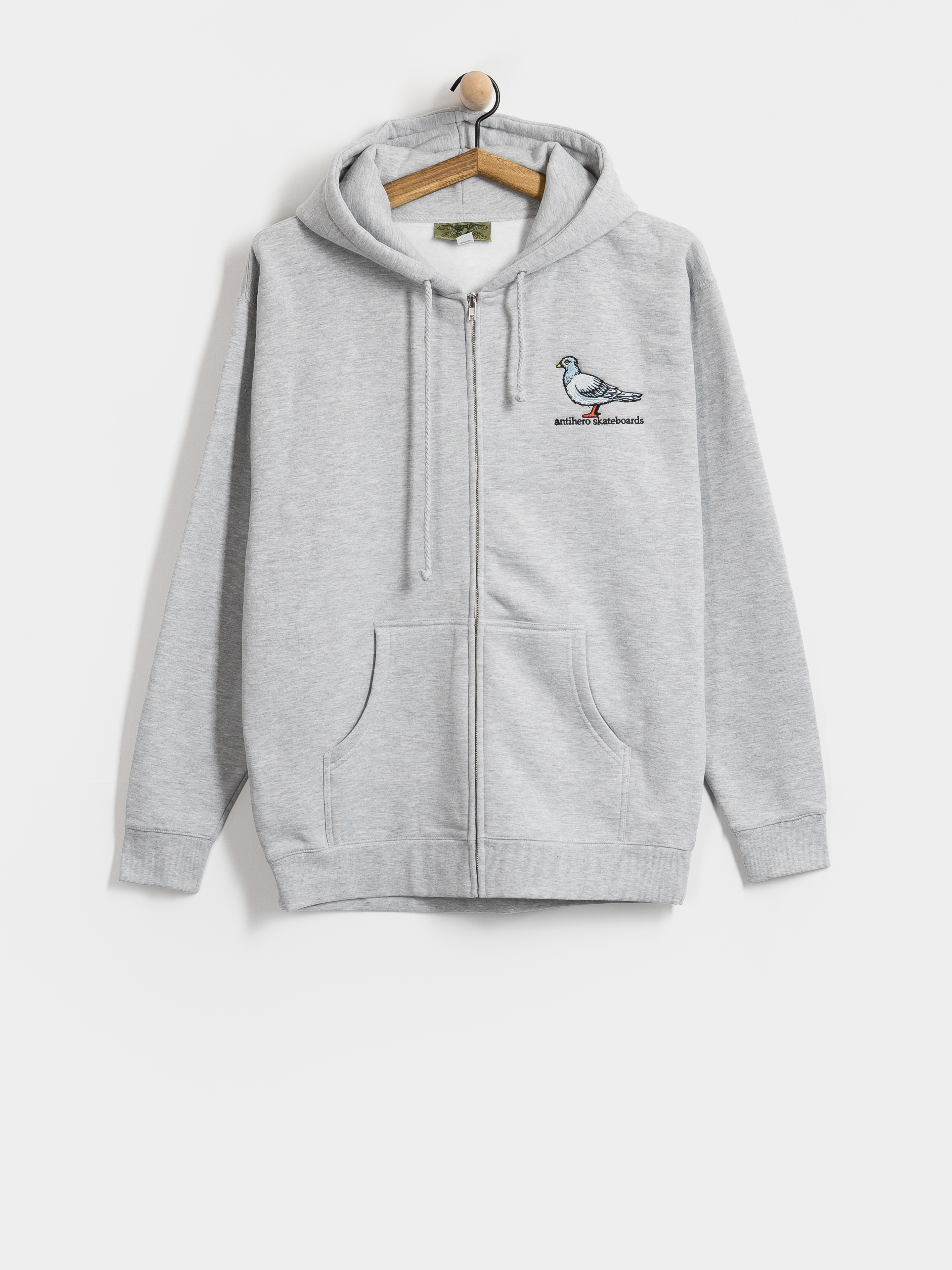 Mikina s kapucňou Antihero Lil Pigeon Emb ZHD (grey heather w/multi color embroidery)