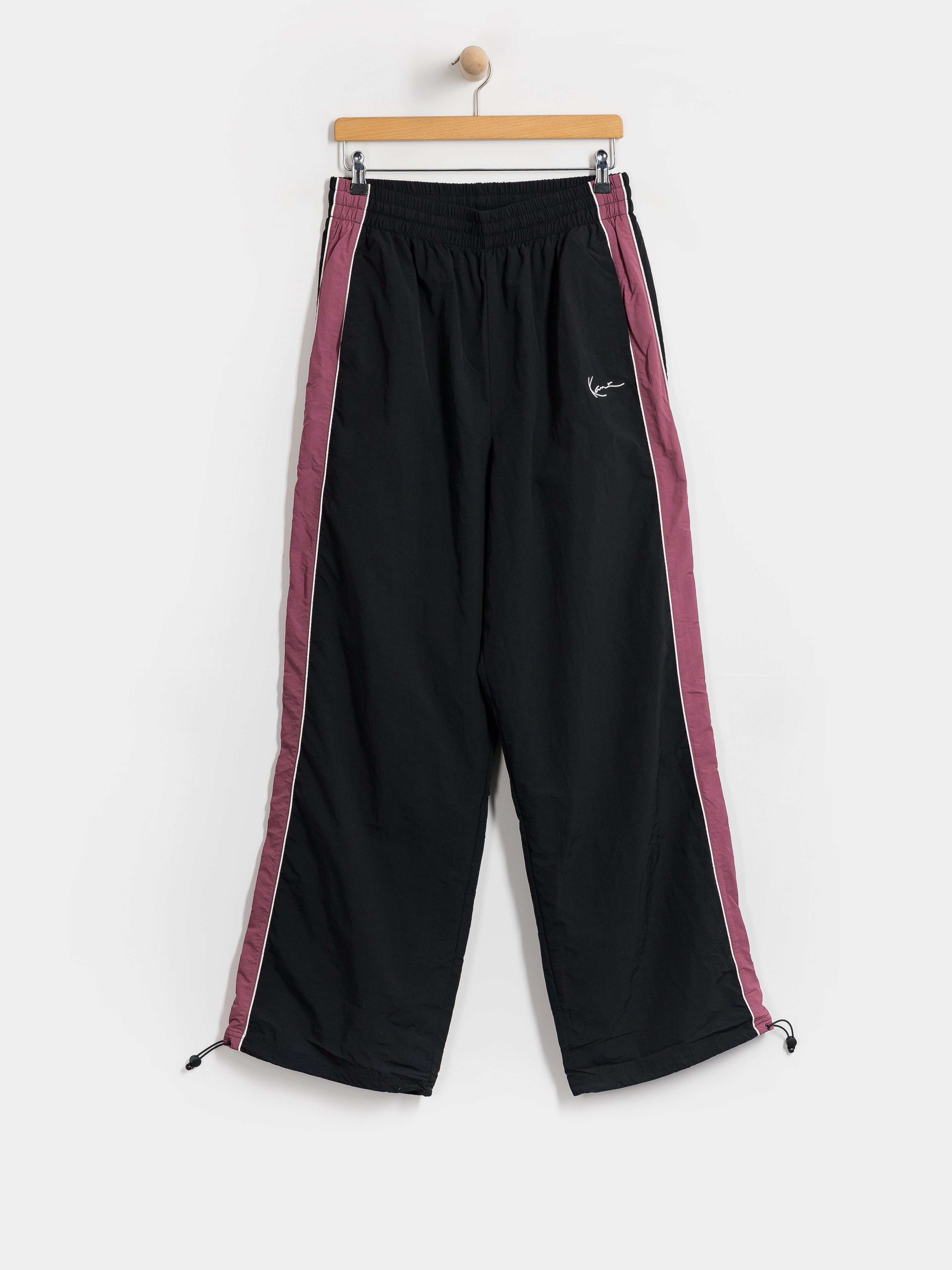 Nohavice Karl Kani Signature Sidestripe Baggy Track (black/berry)