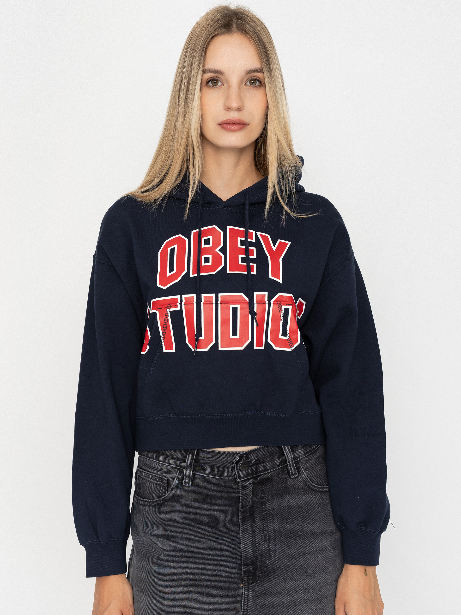 Mikina s kapucňou OBEY Studios Collegiate HD Wmn