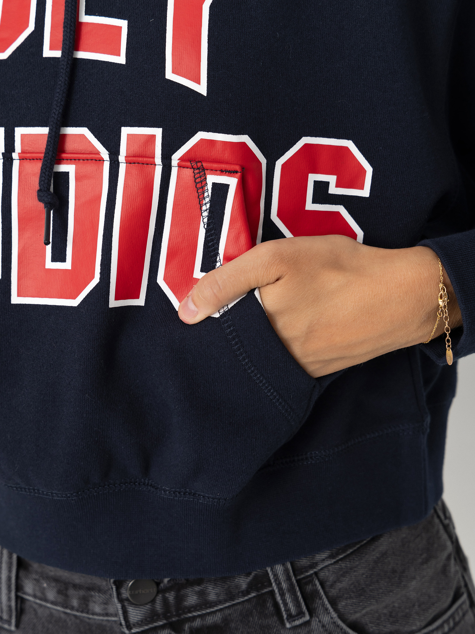 Mikina s kapucňou OBEY Studios Collegiate HD Wmn (dark navy)