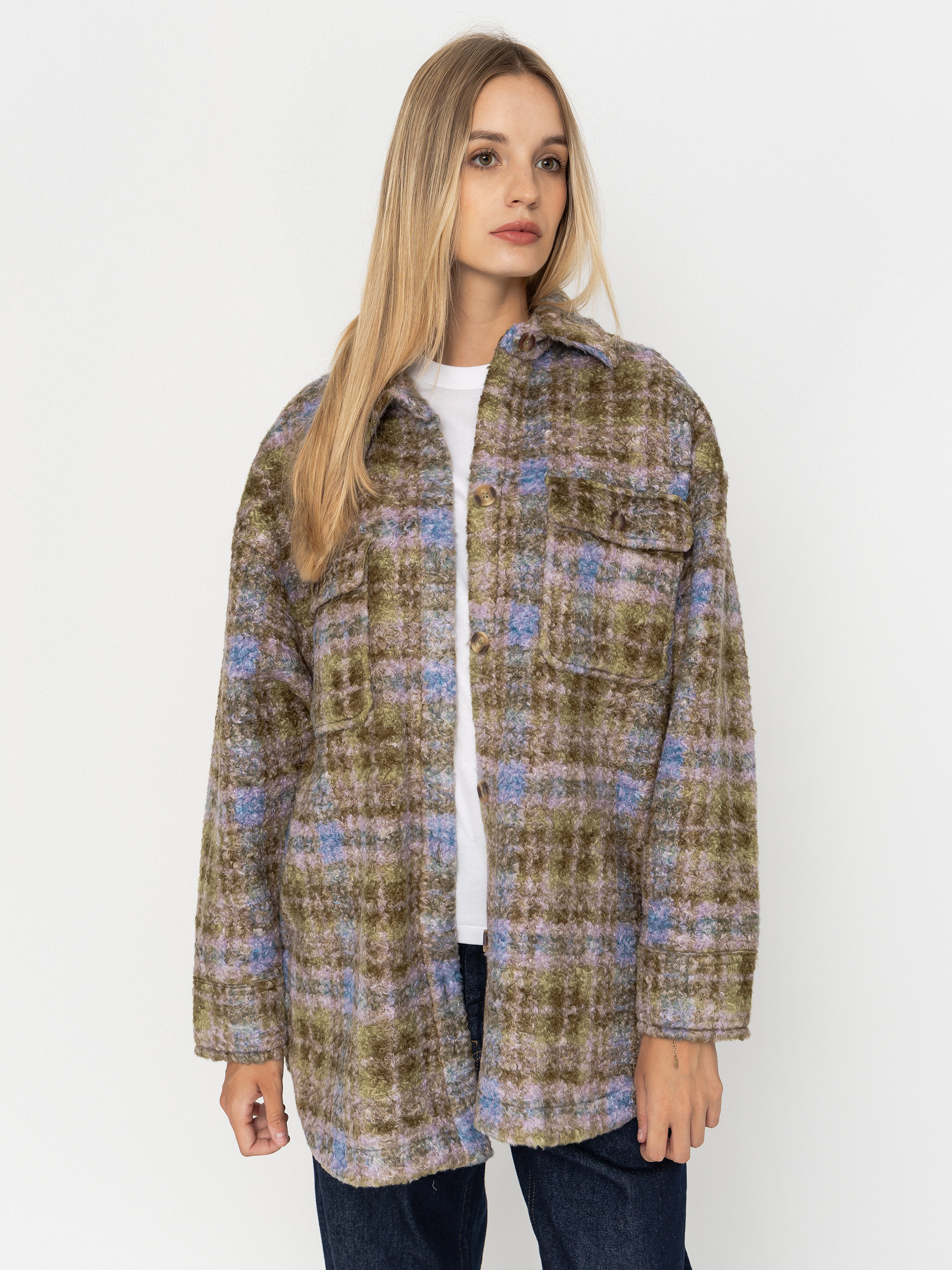 Flísová mikina Roxy Over And Above Wmn (oil green tartan plaid)