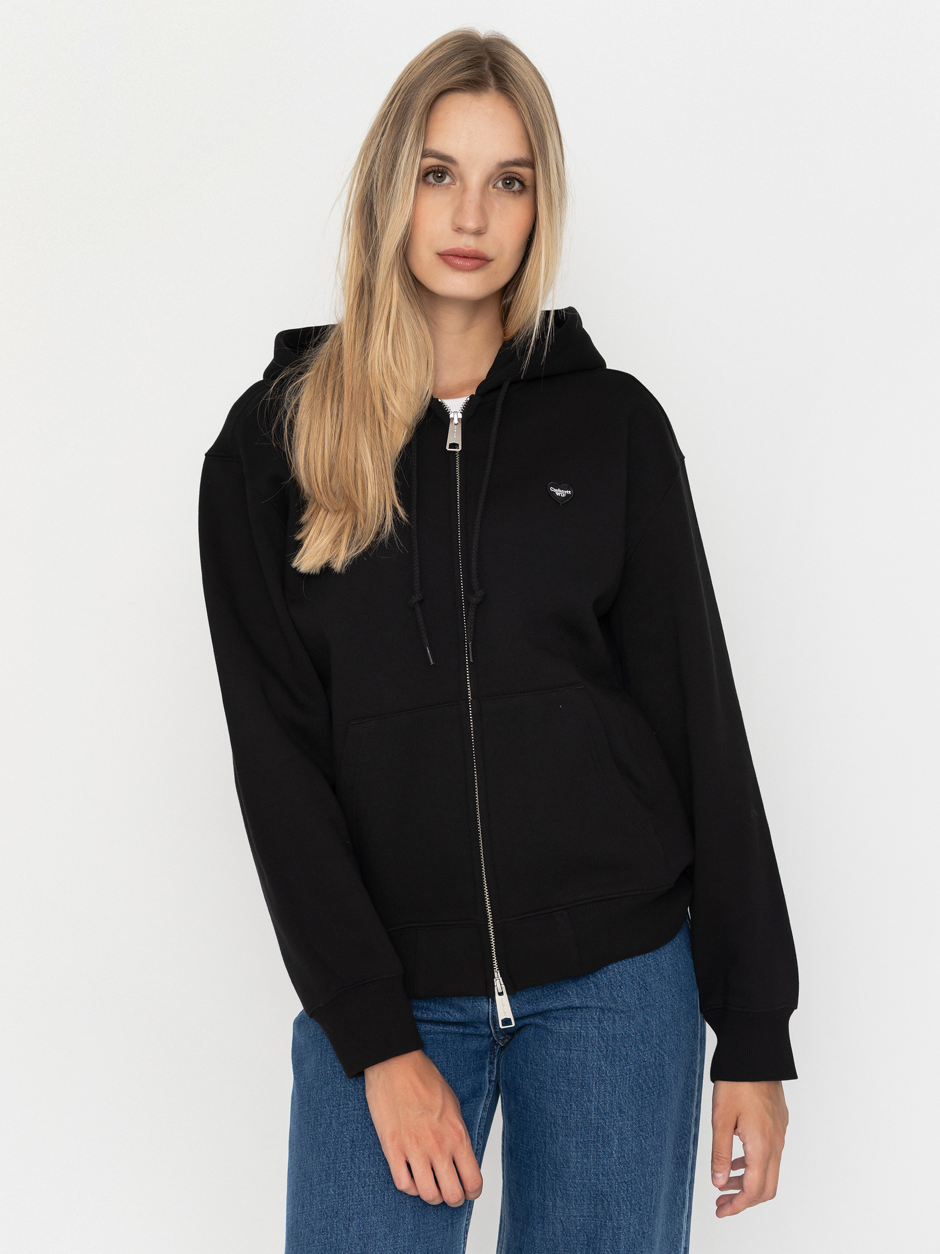 Mikina s kapucňou Carhartt WIP Small Heart Patch ZHD Wmn (black/black)