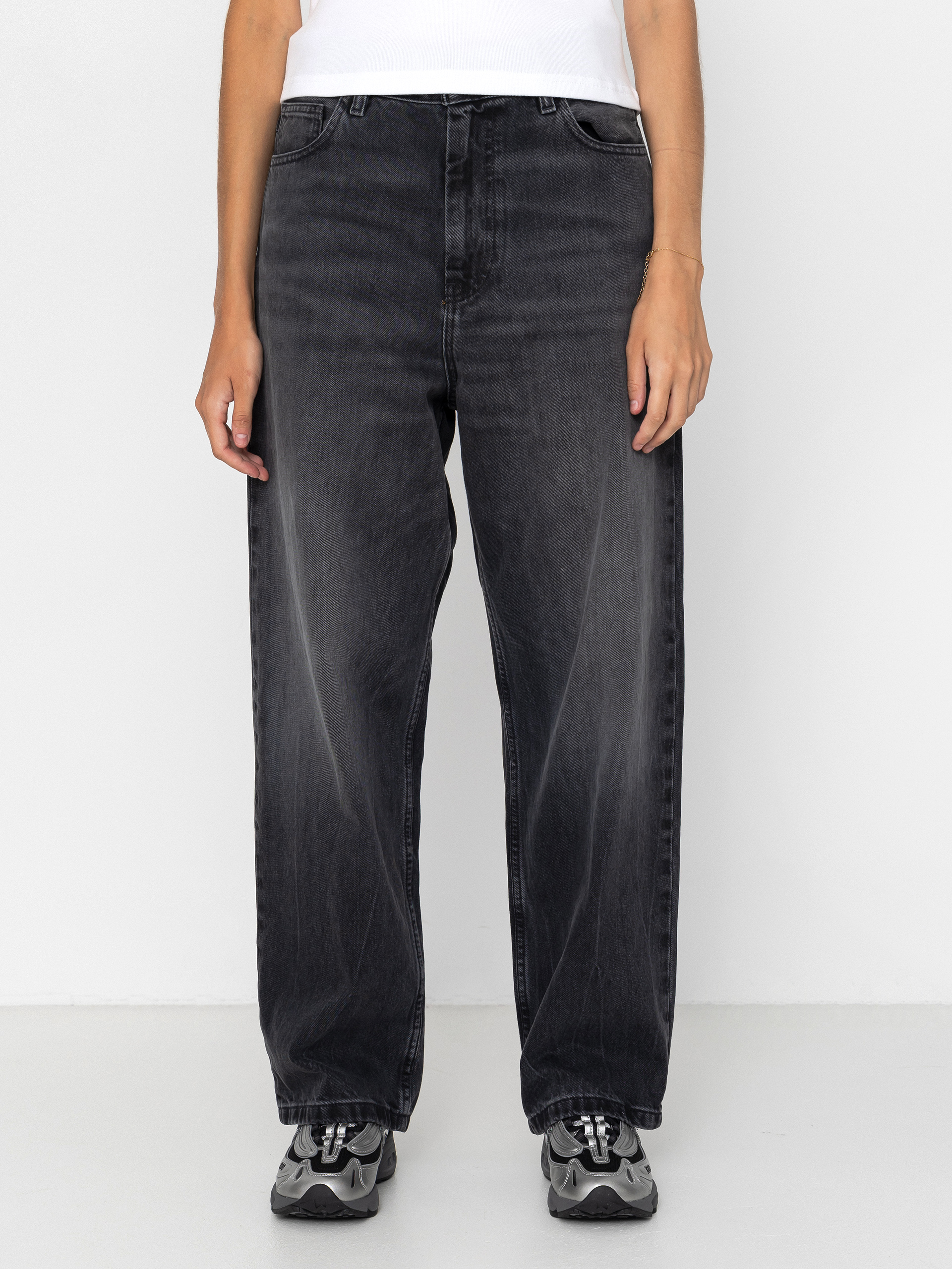 Nohavice Carhartt WIP Brandon Wmn (black/marble used wash)
