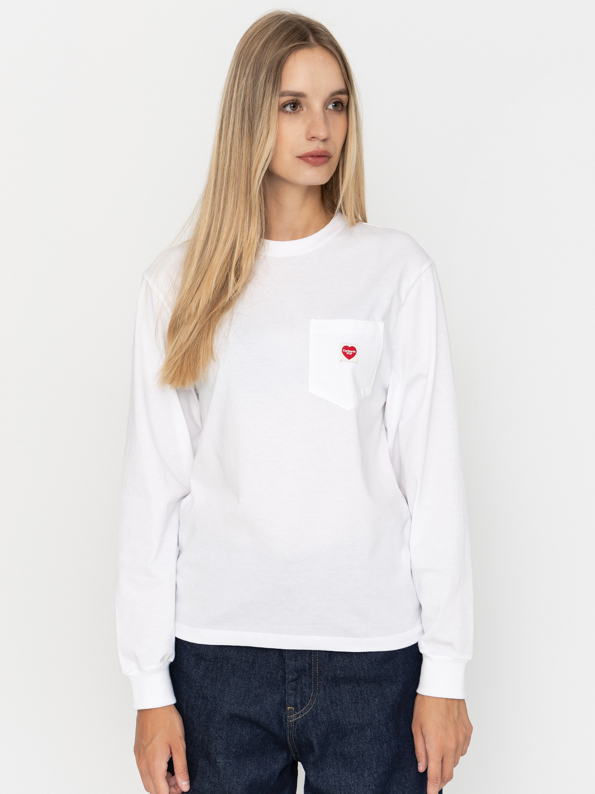 Triko Carhartt WIP Pocket Small Heart Wmn (white/red)