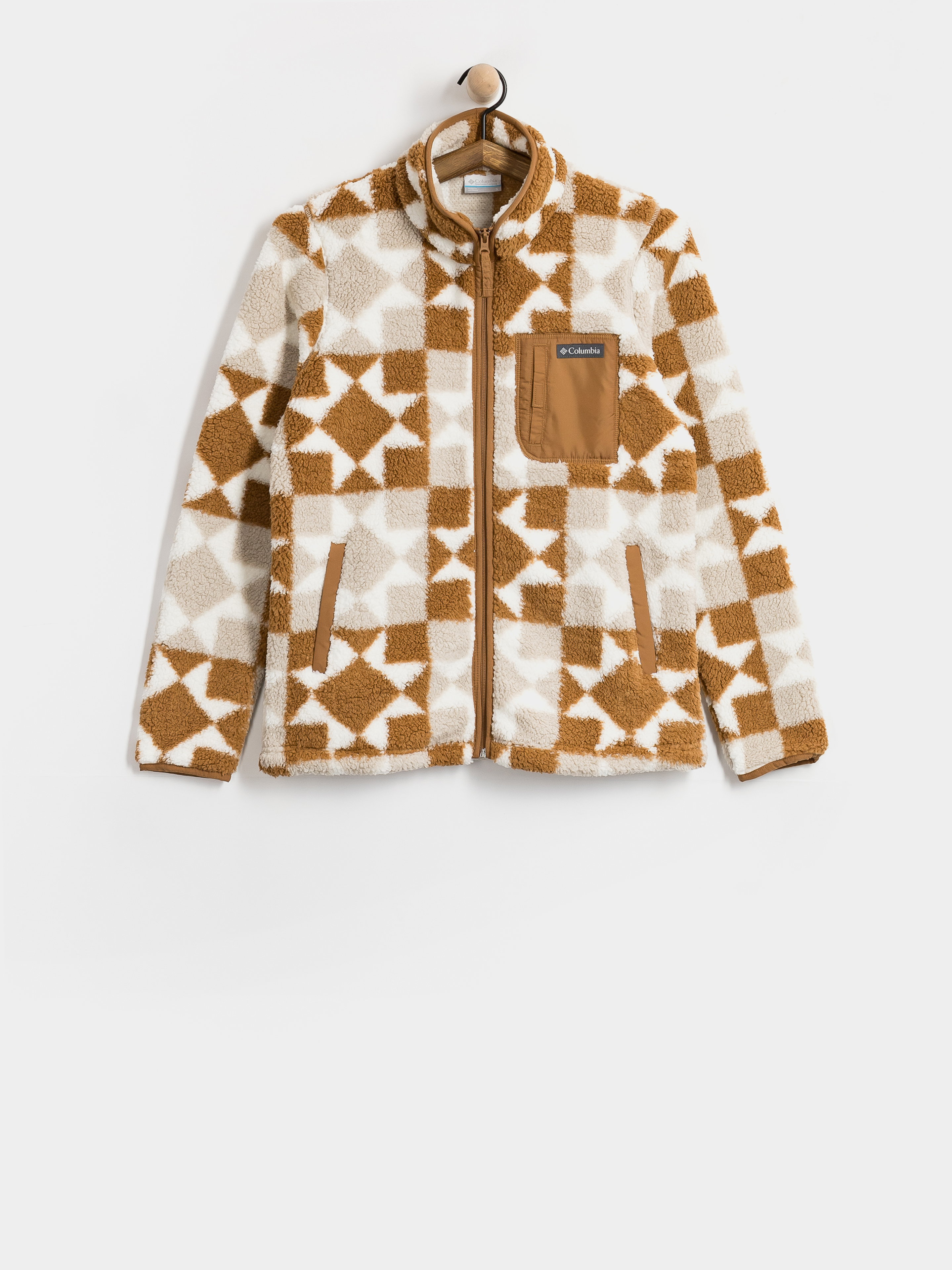 Dámsky Flísová mikina Columbia West Bend Print Full Zip II (camel brown/cozy quilt)