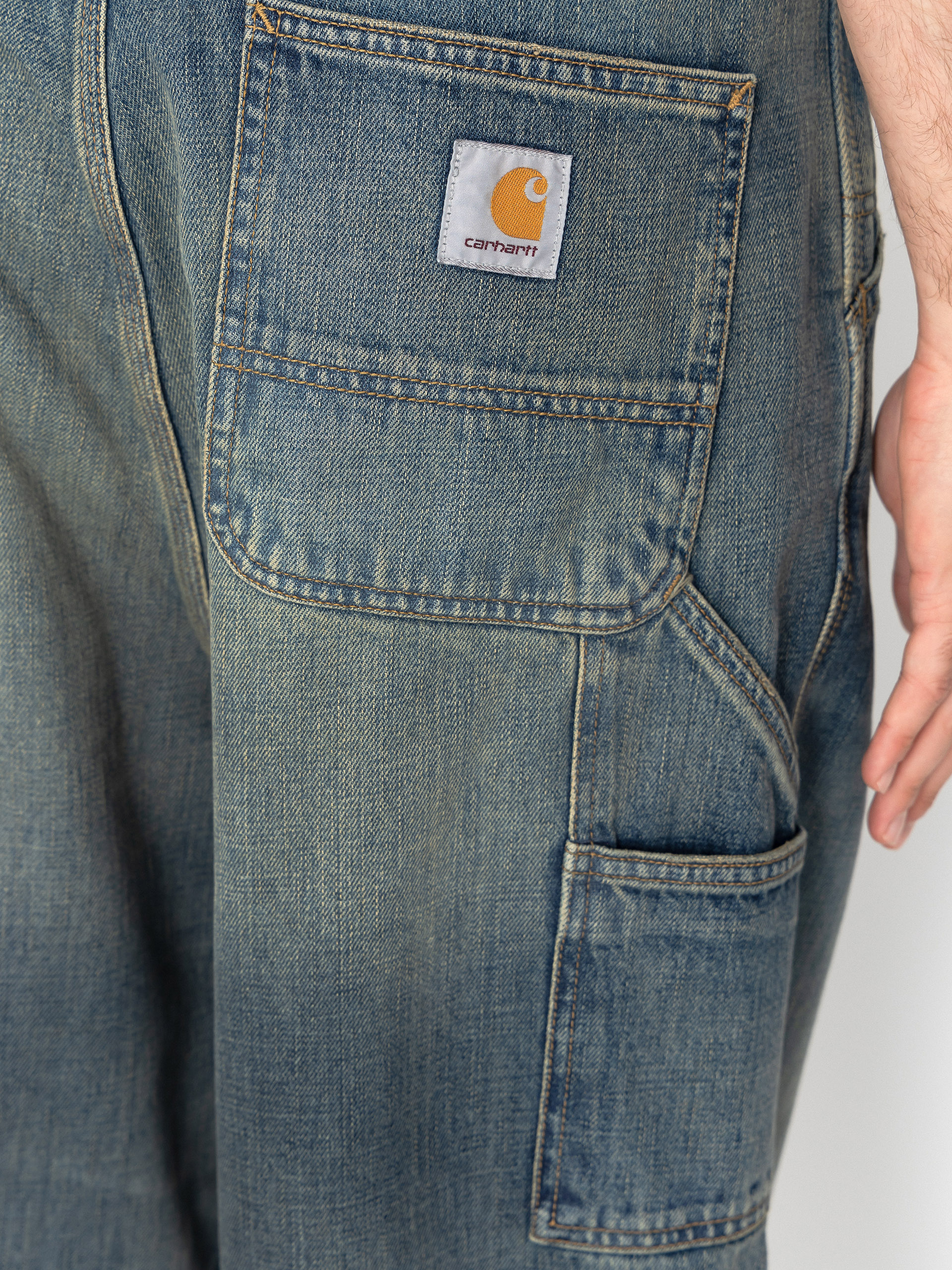 Nohavice Carhartt WIP OG Single Knee (blue/worn used wash)