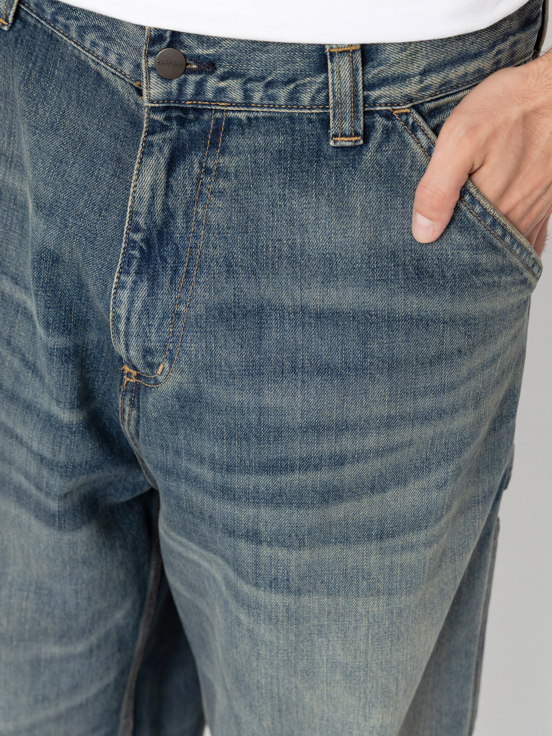 Nohavice Carhartt WIP OG Single Knee (blue/worn used wash)