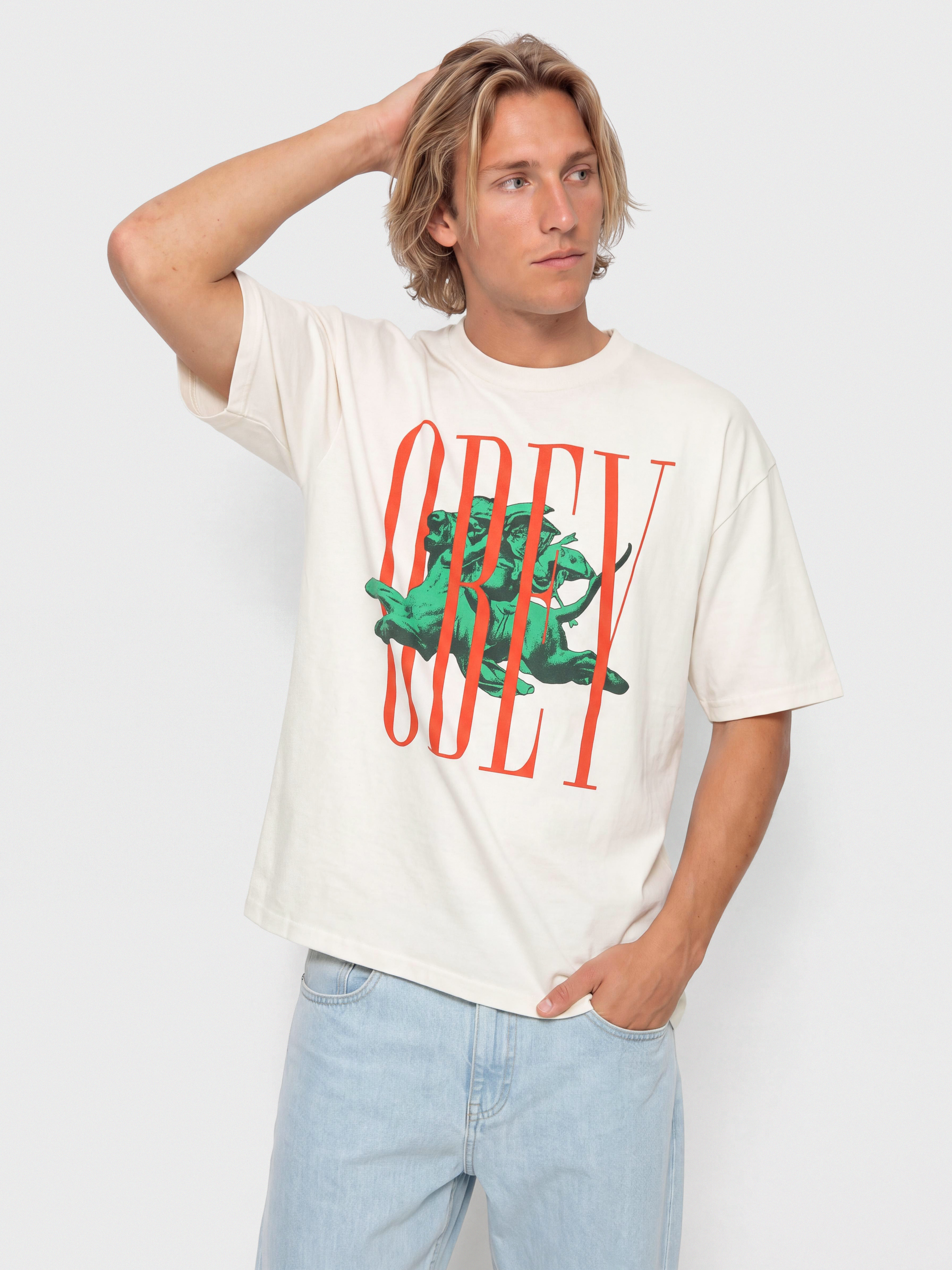 Tričko OBEY Pillars (vintage white)