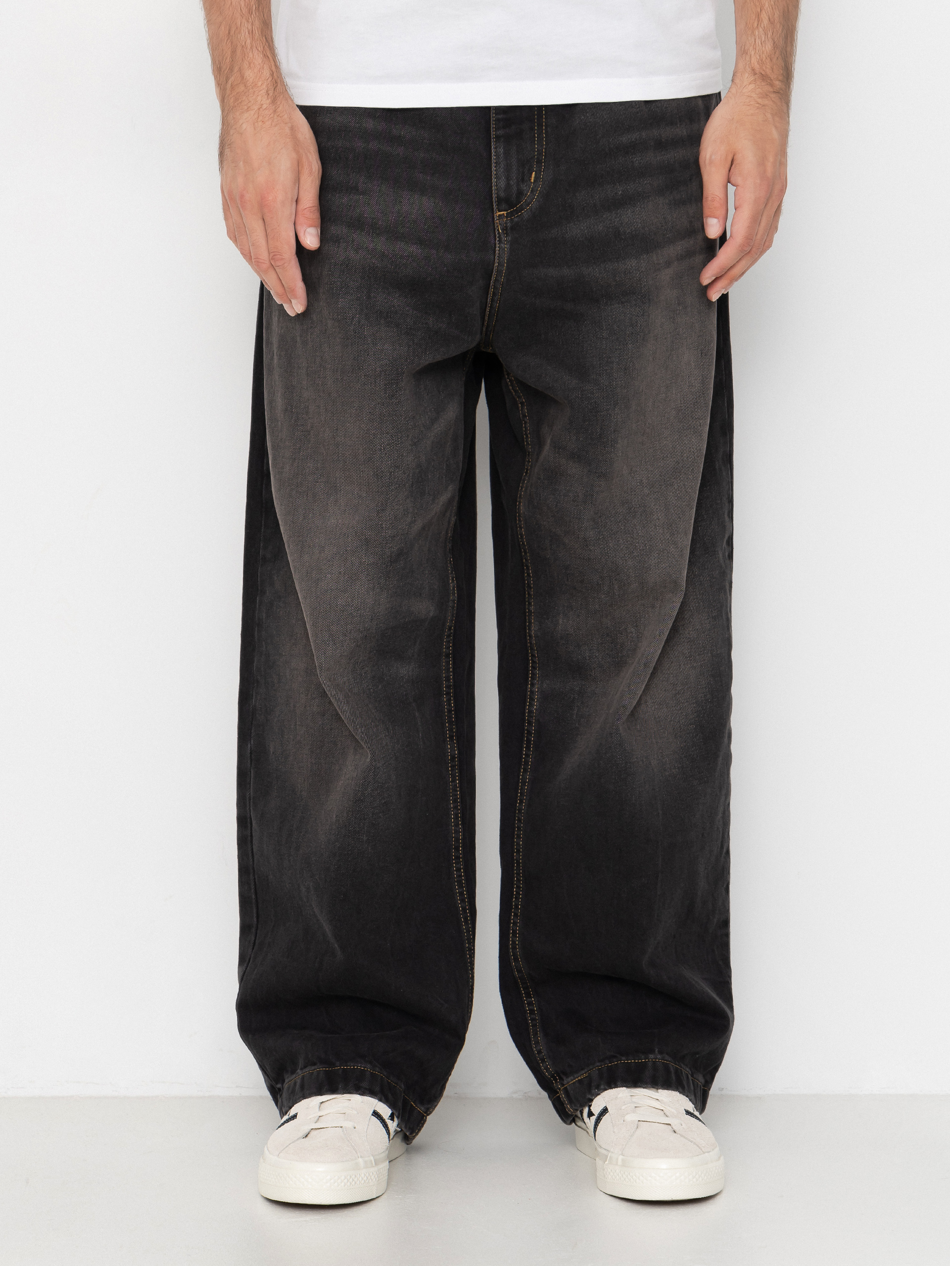 Nohavice Carhartt WIP Brandon (black/tobacco used wash)