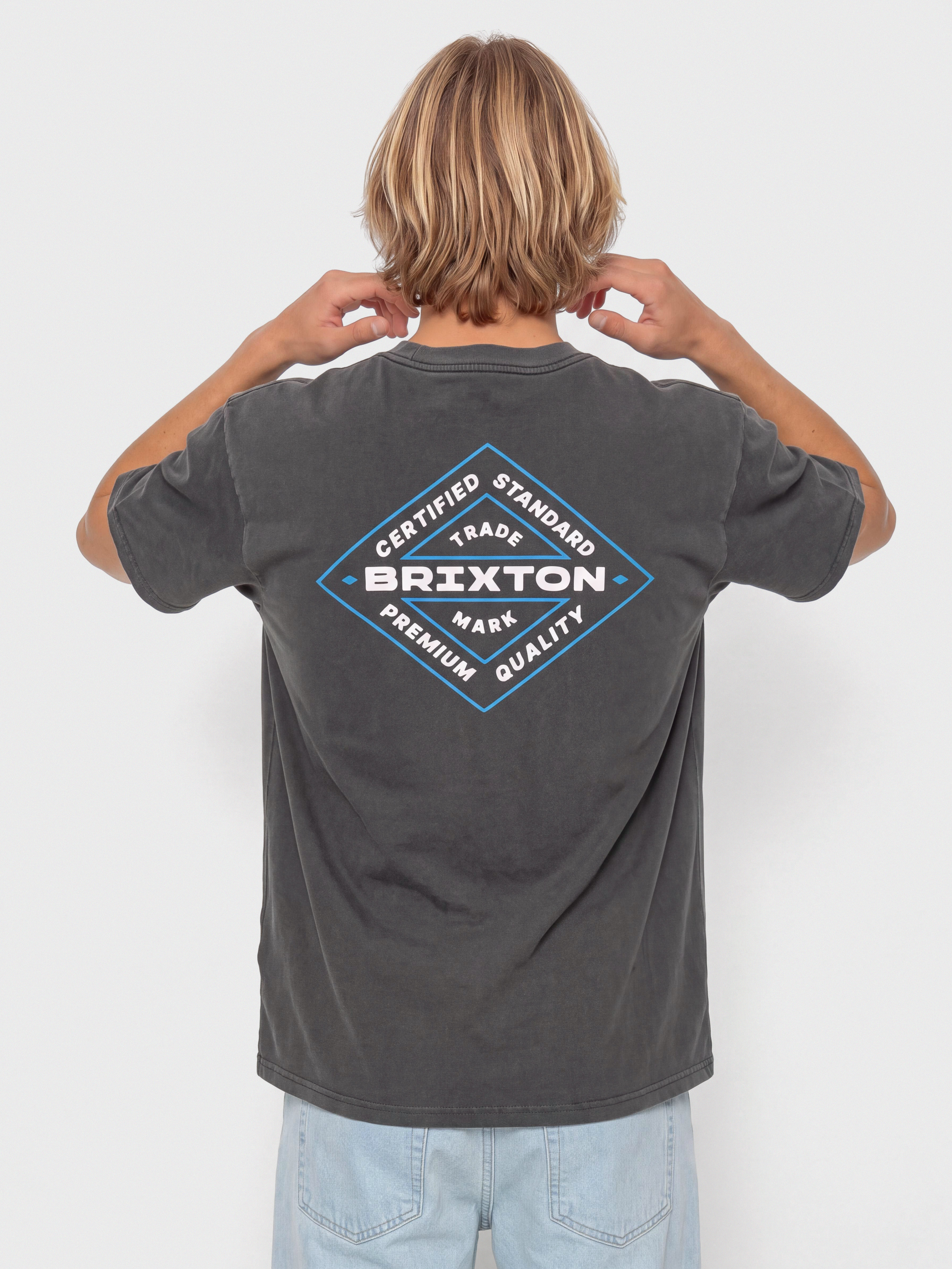 Tričko Brixton Lowry Stnd (black worn wash)