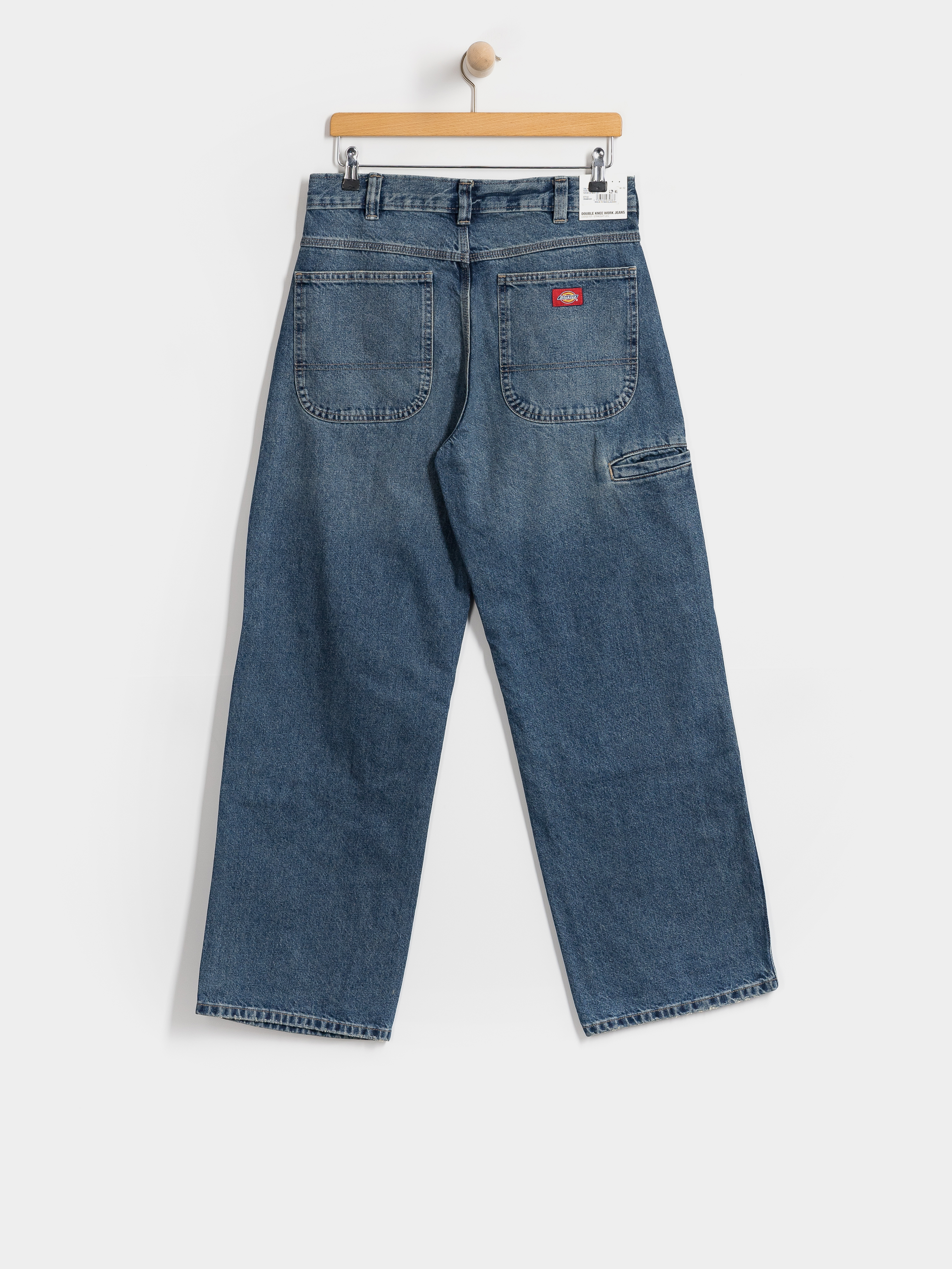 Nohavice Dickies Double Knee Loose Straight Jeans (mid blue fade wash)
