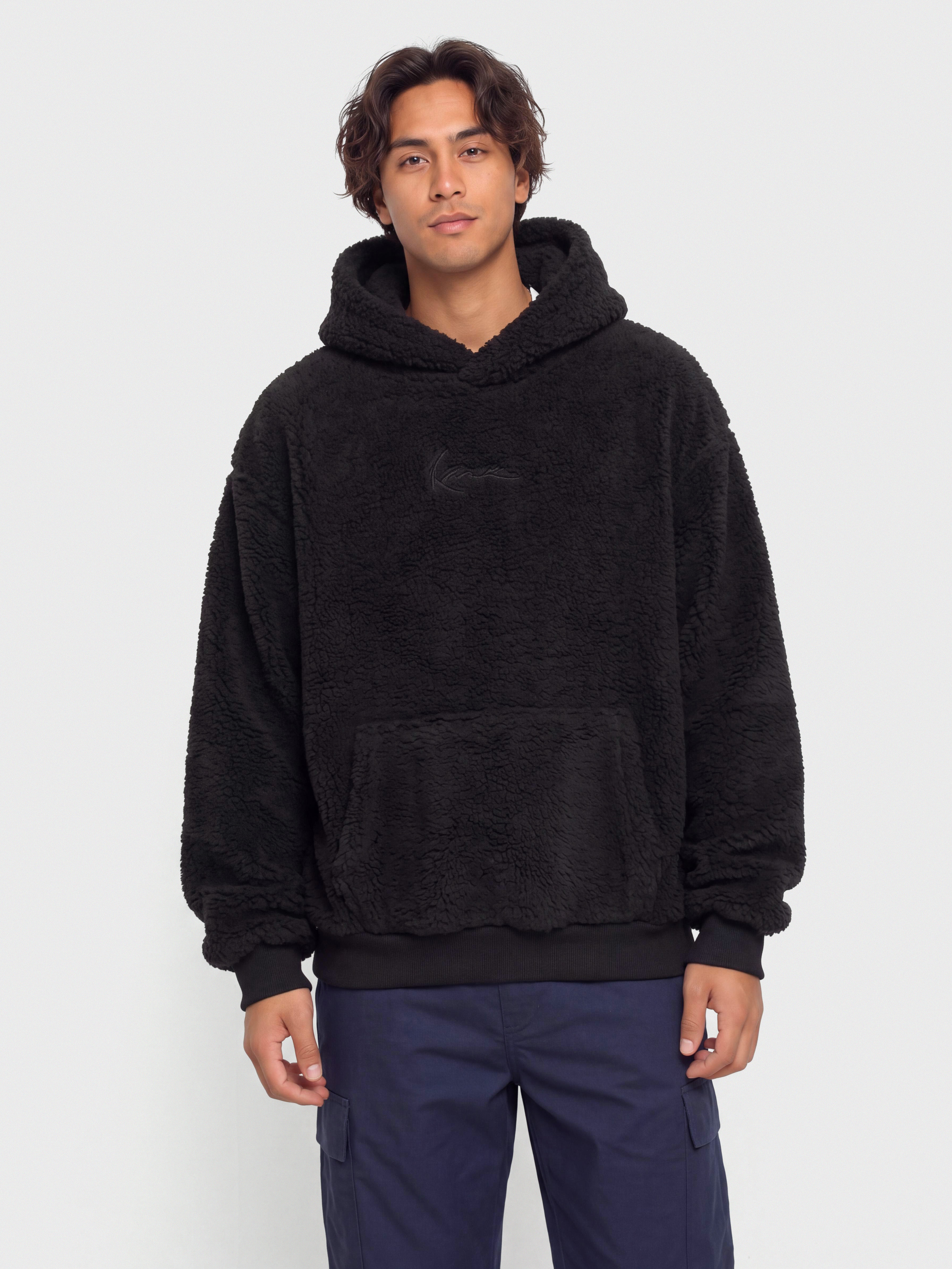 Mikina s kapucňou Karl Kani Signature Essential Teddy OS HD (black)