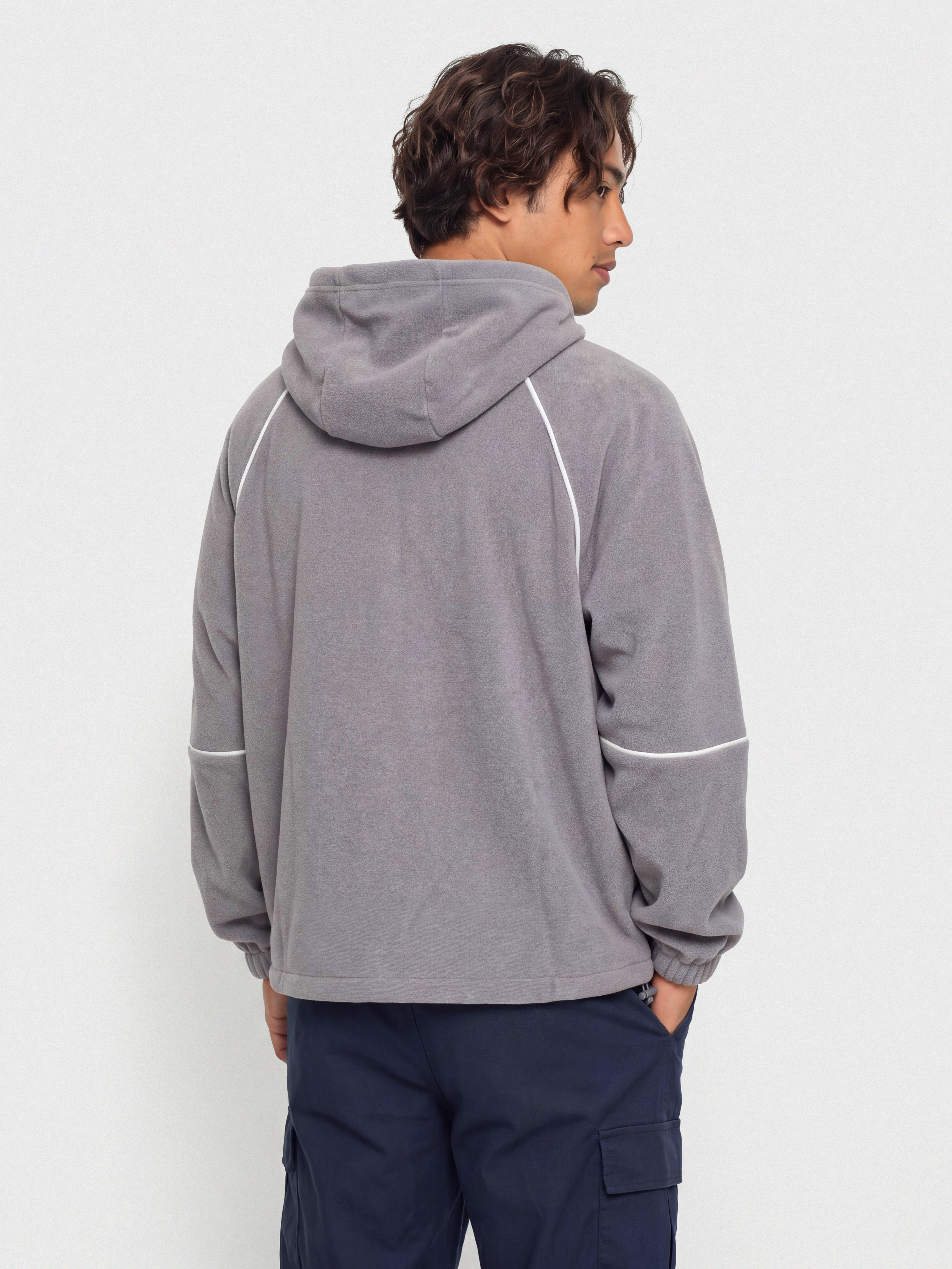 Mikina s kapucňou New Balance Trackside Polar Fleece HD (off line grey)