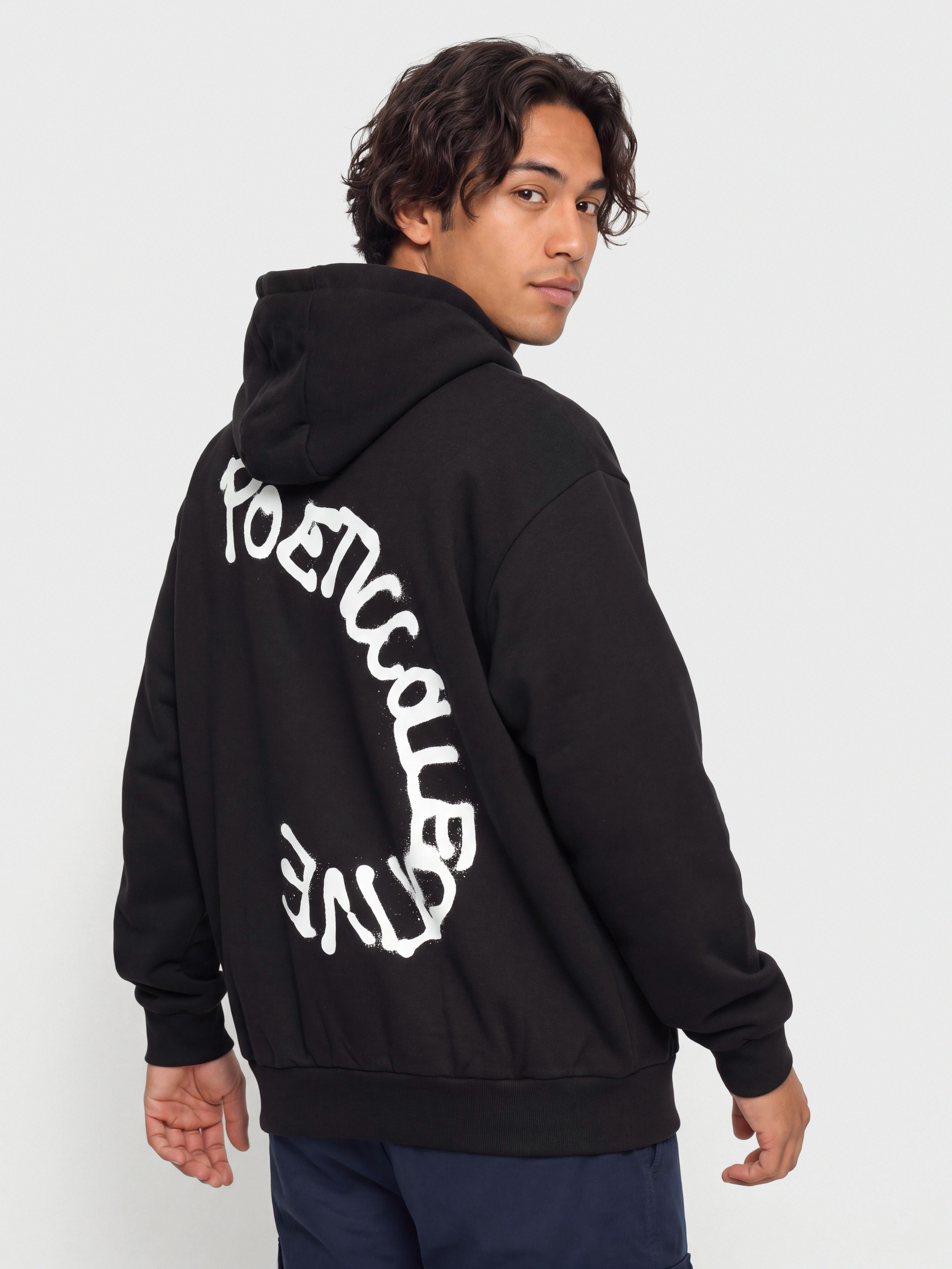 Mikina s kapucňou Poetic Collective Spray Text HD (black)